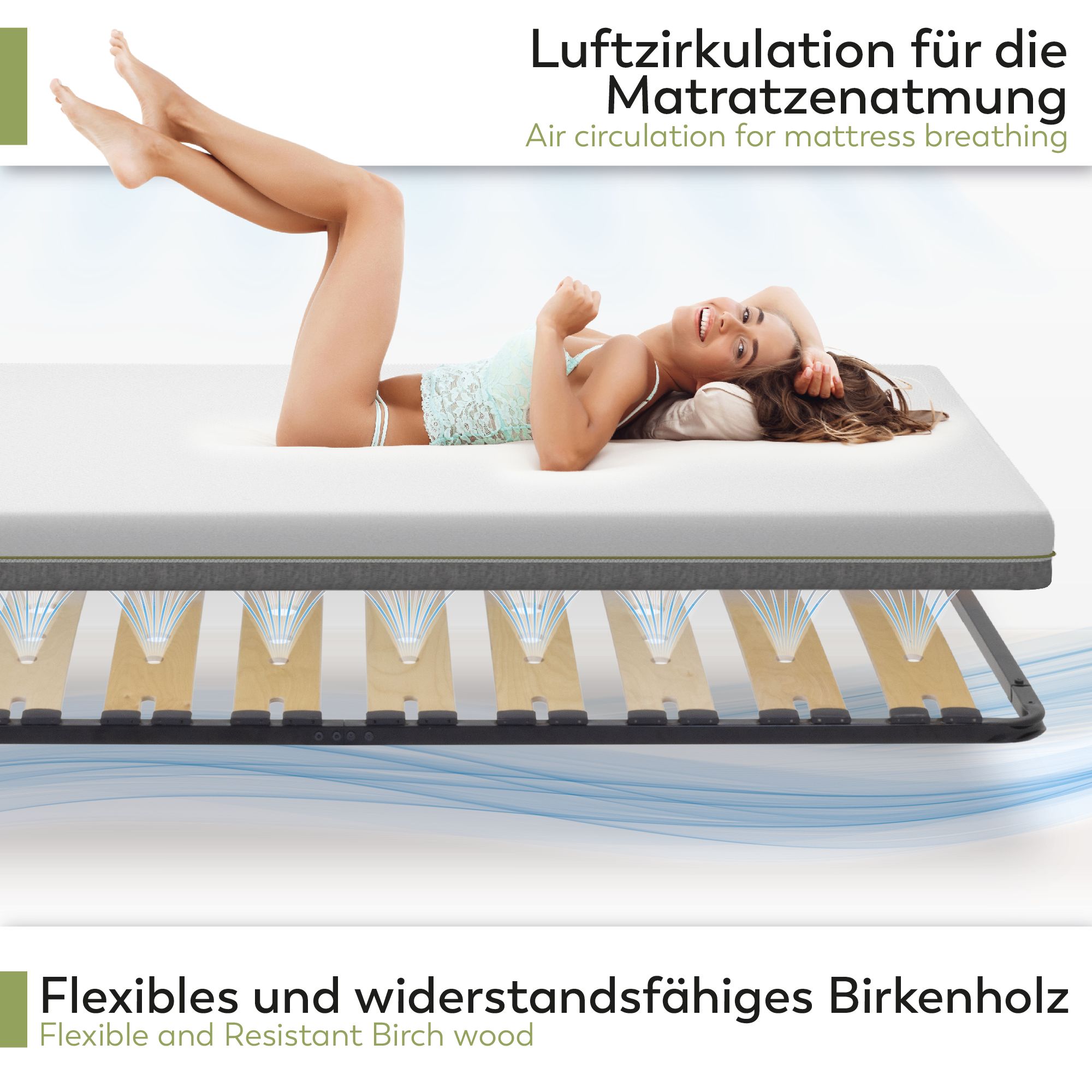 Lattenrost AUSTEN mit Holzlamellen – Stabiler Metallrahmen in Schwarz 90x200