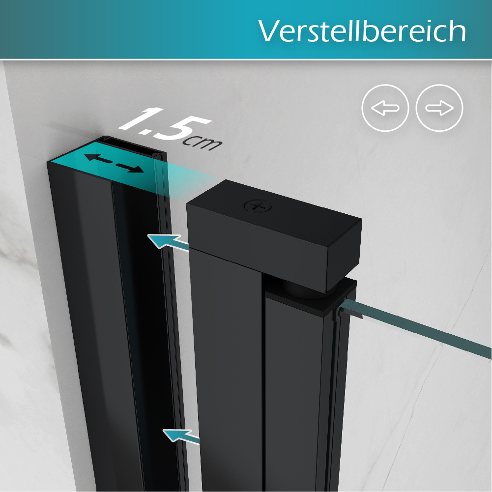 Duschtür Lara BLACK mit Pendeltüren und Edelstahlgriffe 68-140 cm aus ESG Sicherheitsglas Eckeinstieg Matilde BLACK mit Falttüren aus ESG Sicherheitsglas