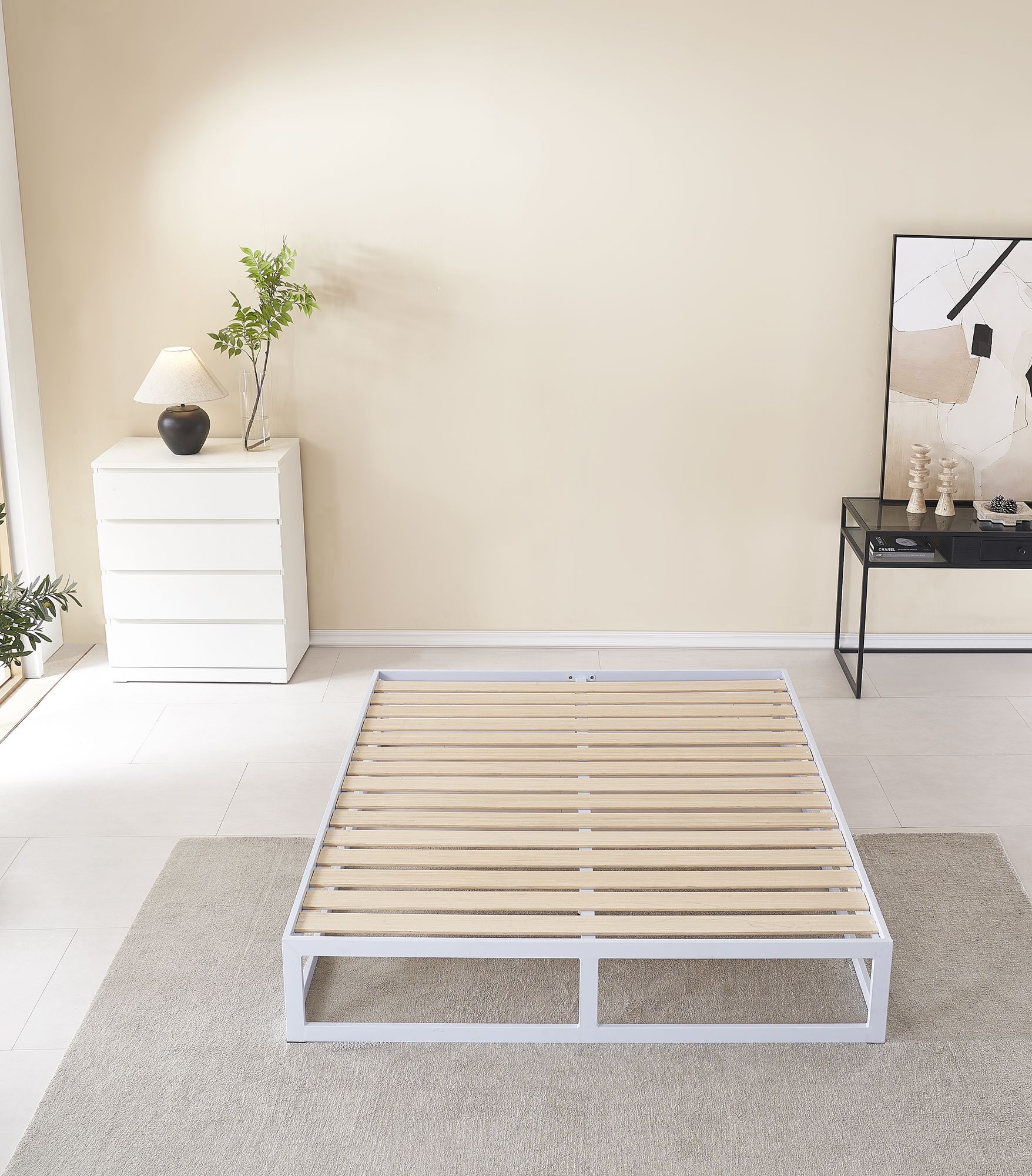 Metallbett Haruki in Weiß 200cm-200cm