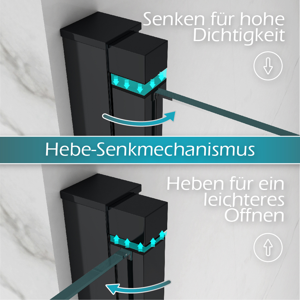 Eckeinstieg Matilde BLACK mit Falttüren aus ESG Sicherheitsglas