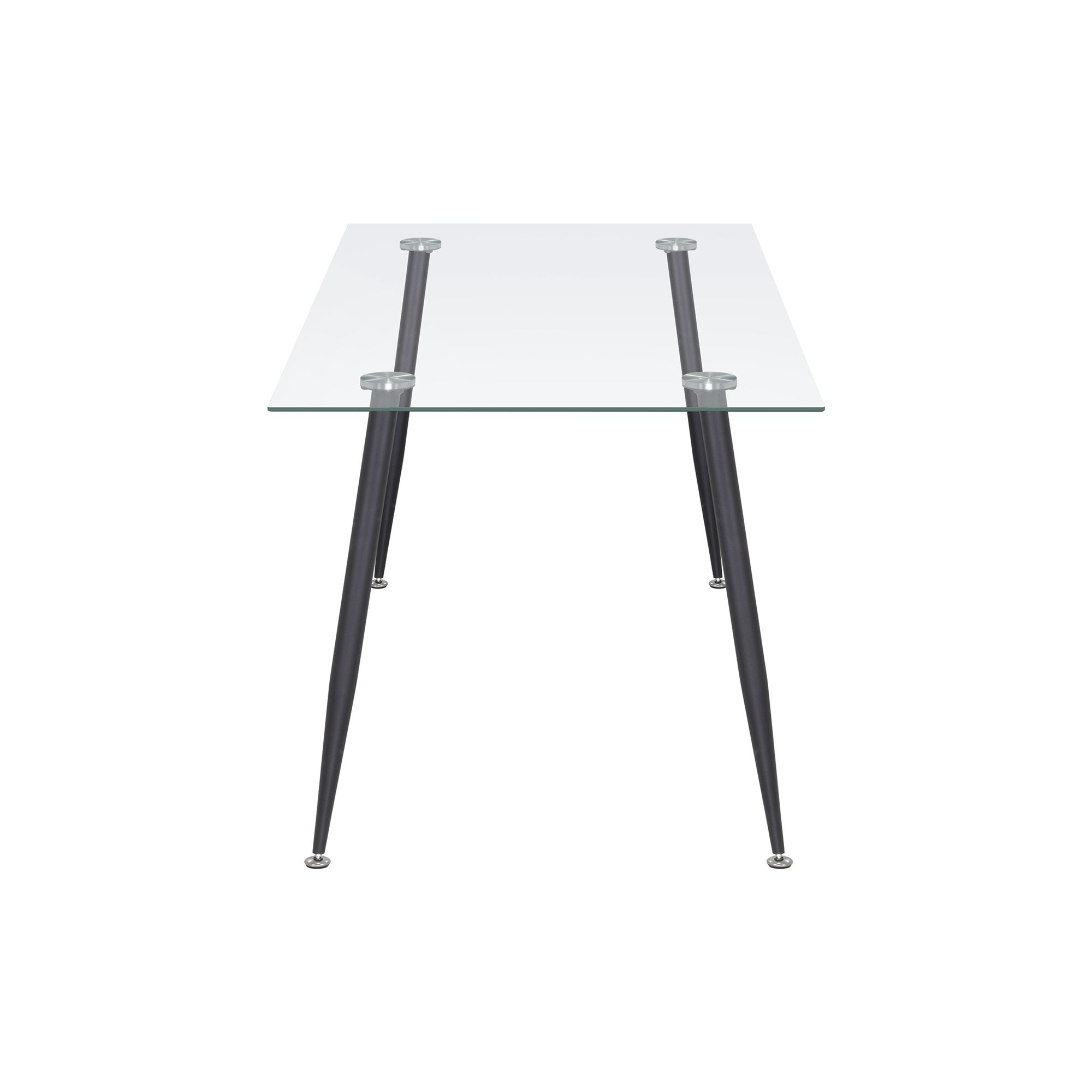 Esszimmer-Tisch BEALE | Tischplatte: Transparentes Glas | Beine: Schwarz Esszimmer-Tisch BEALE | Tischplatte: Weißer Marmor | Beine: Holz 160 cm