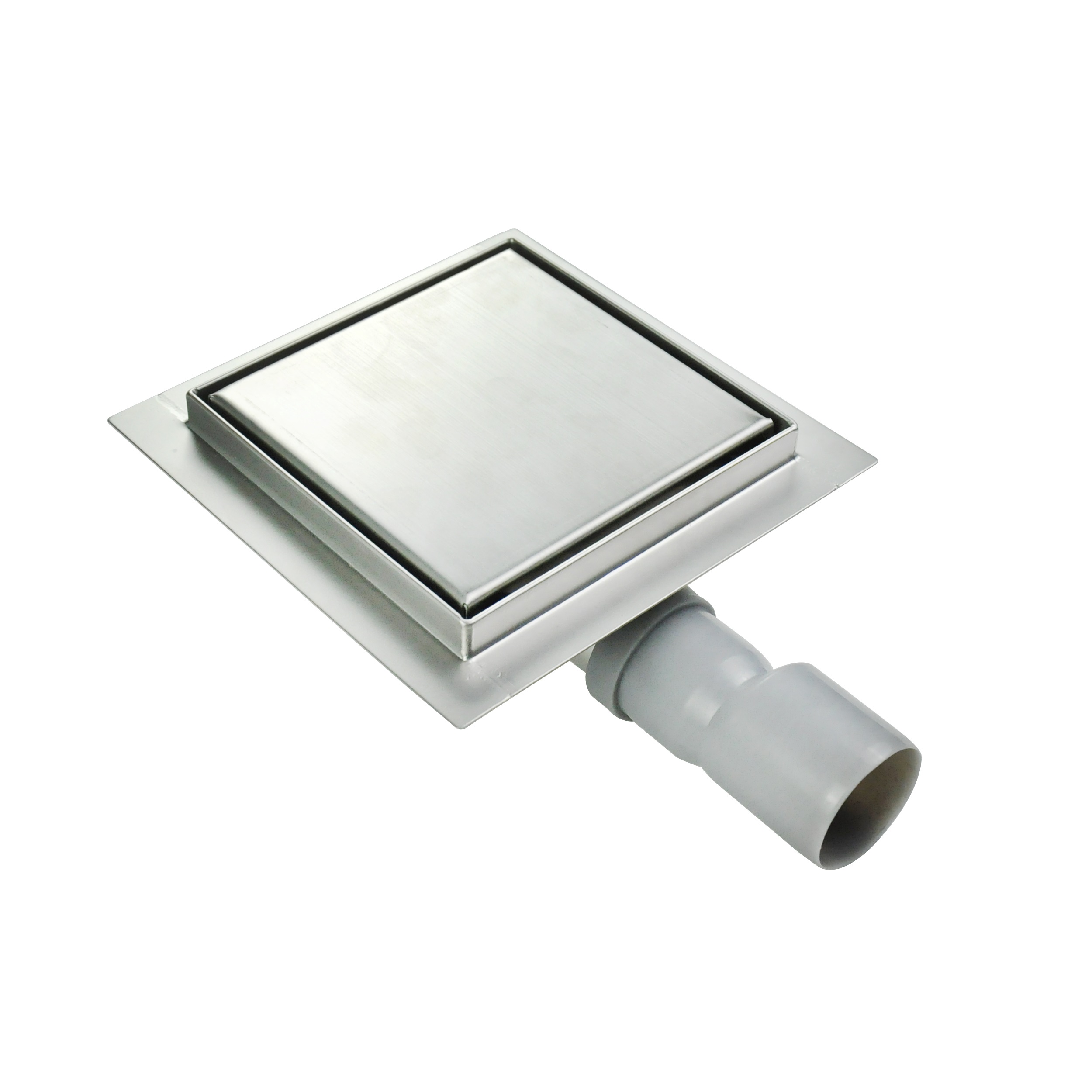 Quadratische Duschrinne Bodenablauf geschlossen aus Edelstahl sehr flach Q1