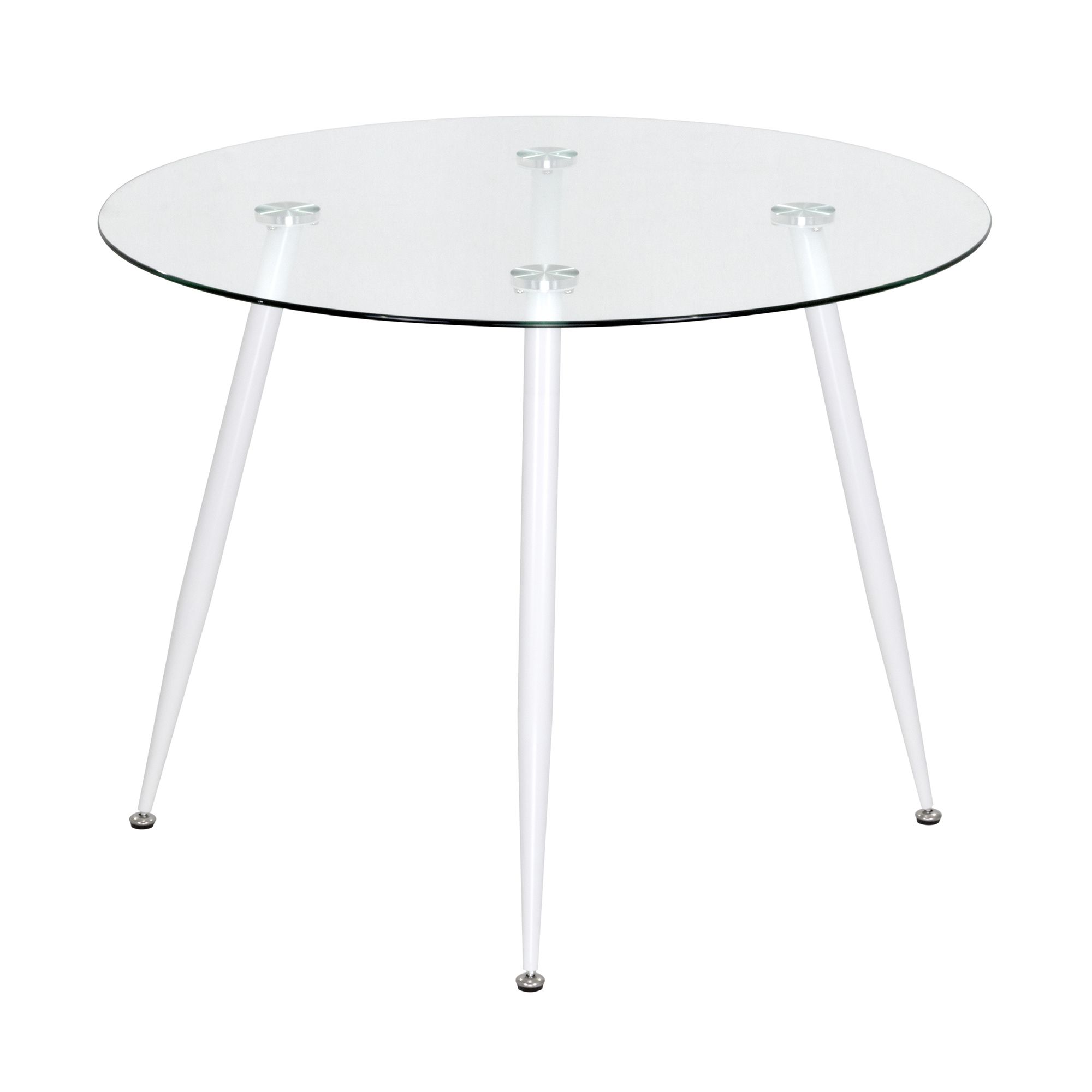 Esszimmer-Tisch CORIN | Tischplatte: Transparentes Glas | Beine: Weiß 80 cm