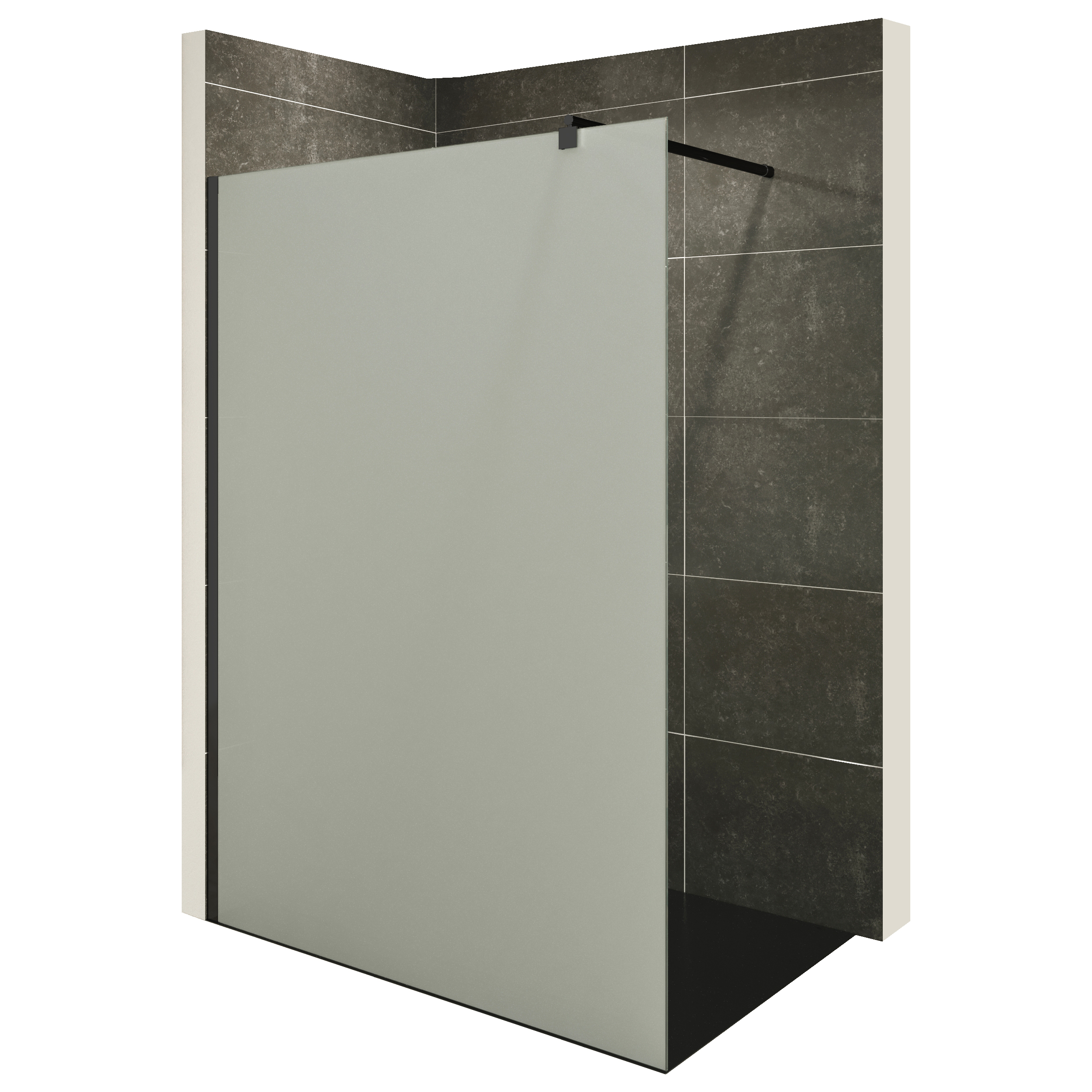Walk In Dusche FIONA BLACK aus 10 mm starkem satiniertem ESG Sicherheitsglas Walk In Dusche FIONA BLACK aus 10 mm starkem satiniertem ESG Sicherheitsglas