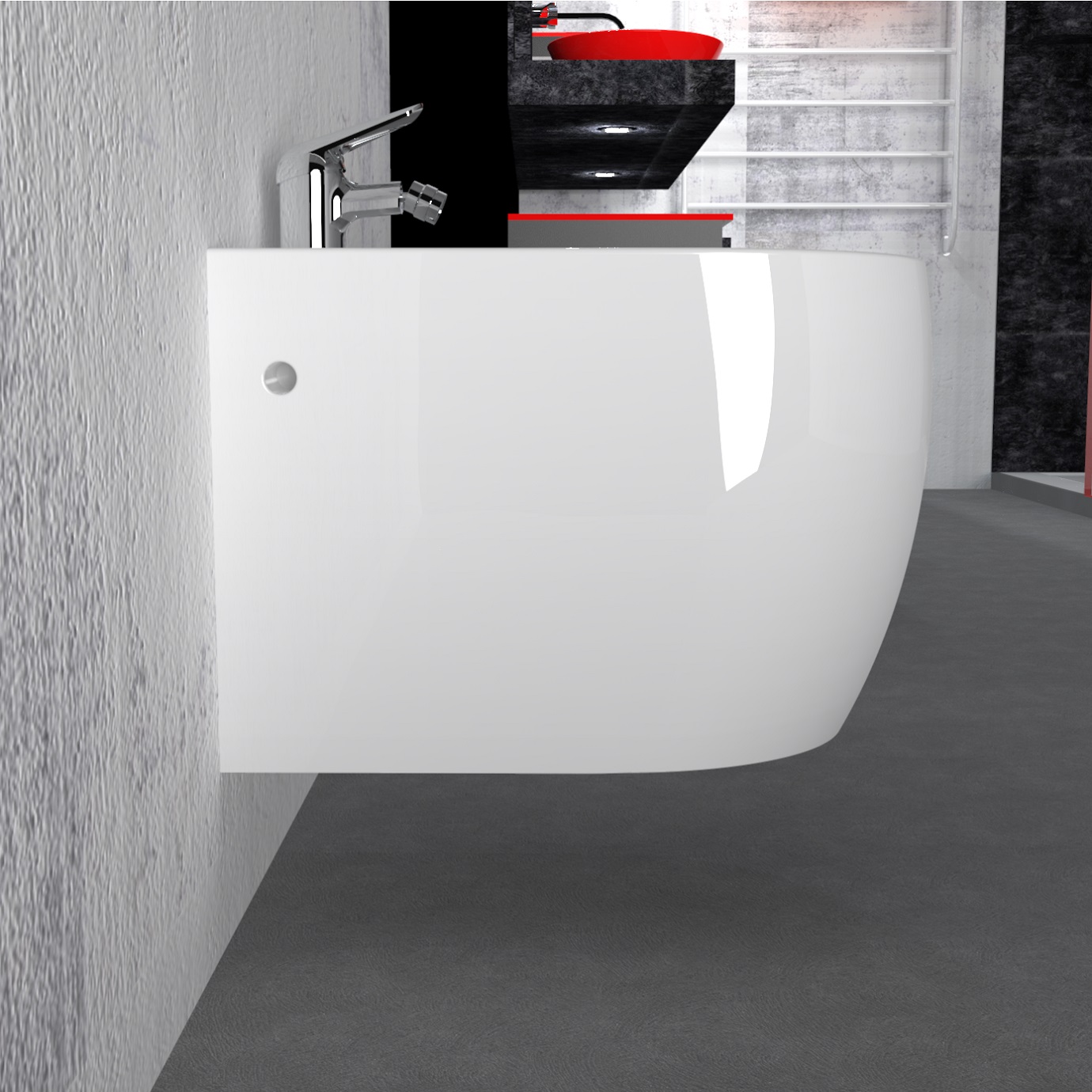 Wand Hänge Bidet Weiß inkl. Armatur (Mischbatterie) FRANCO Wand Hänge Bidet Weiß inkl. Armatur (Mischbatterie) FRANCO