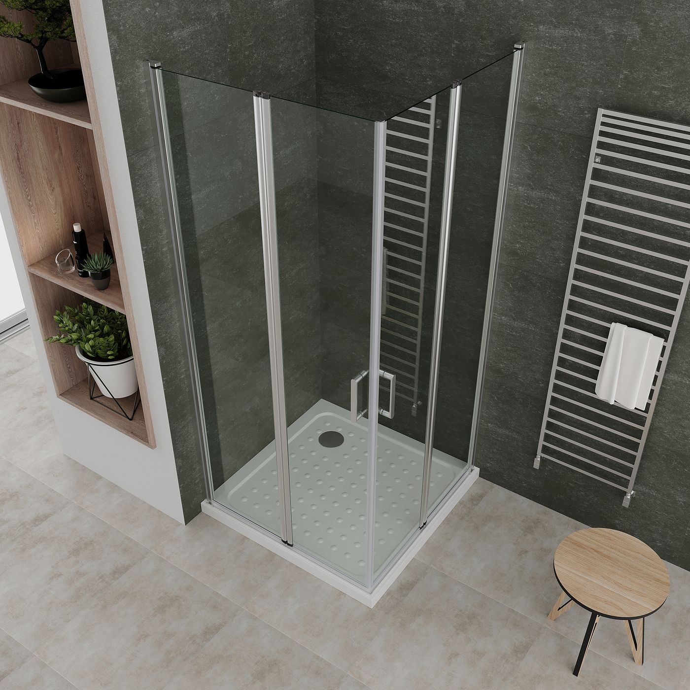 Eckeinstieg Alina mit Falttüren aus ESG Sicherheitsglas