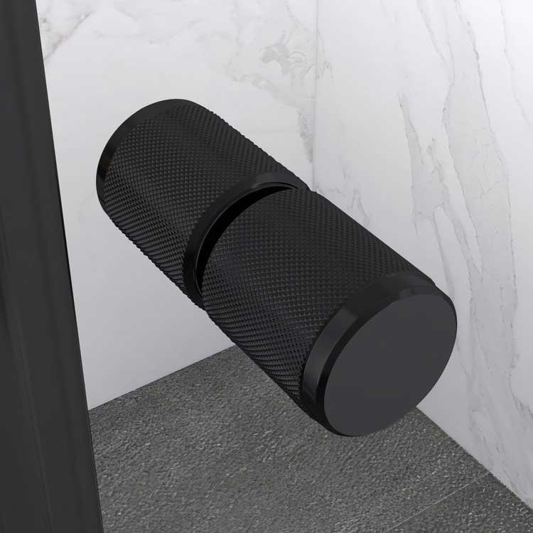 Duschtür Nischentür Kaylee BLACK mit Schiebetür aus 6mm ESG Klarglas 160x195 cm-195 cm