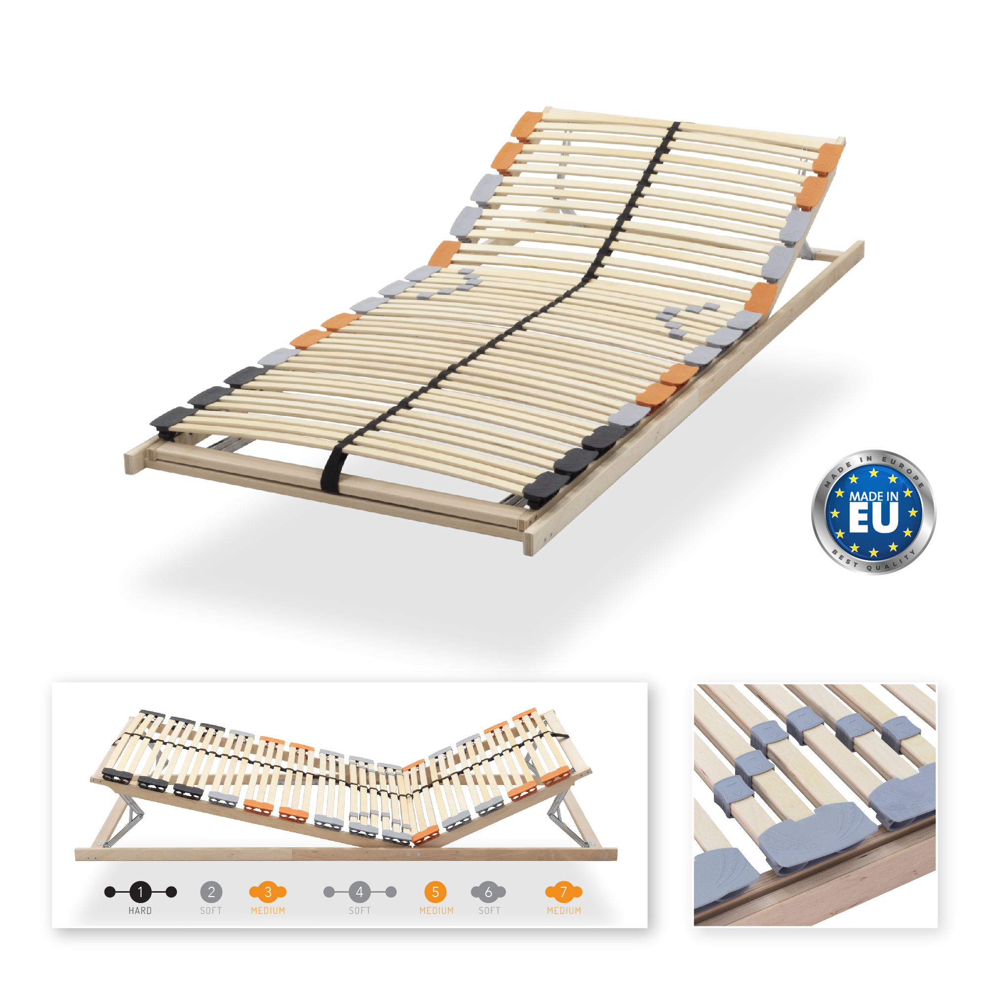 7-Zonen Tellerlattenrost TFlex30 - Starr 90x200 cm