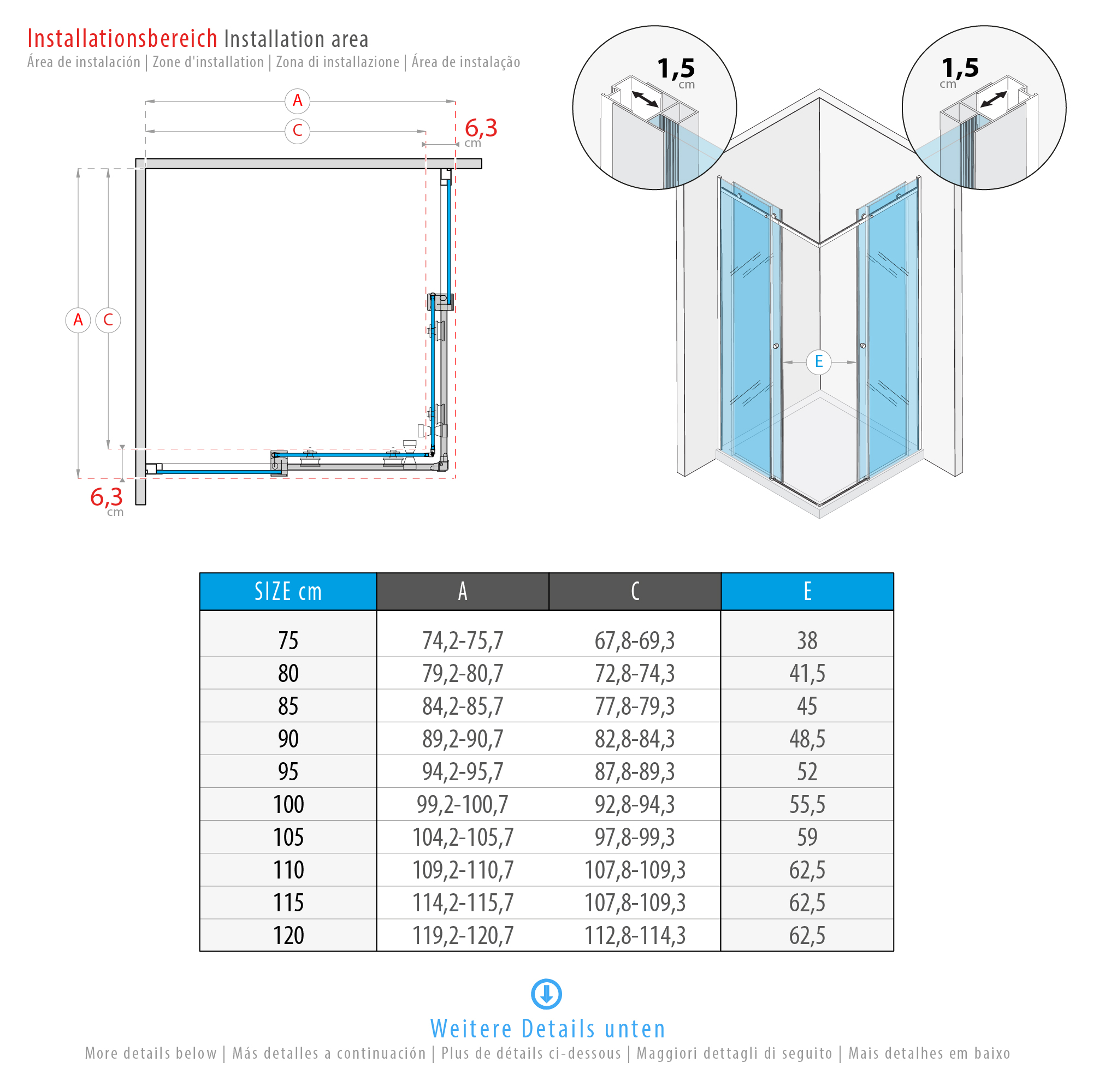 Eckeinstieg Anna mit Schiebetüren aus 8 mm ESG Sicherheitsglas