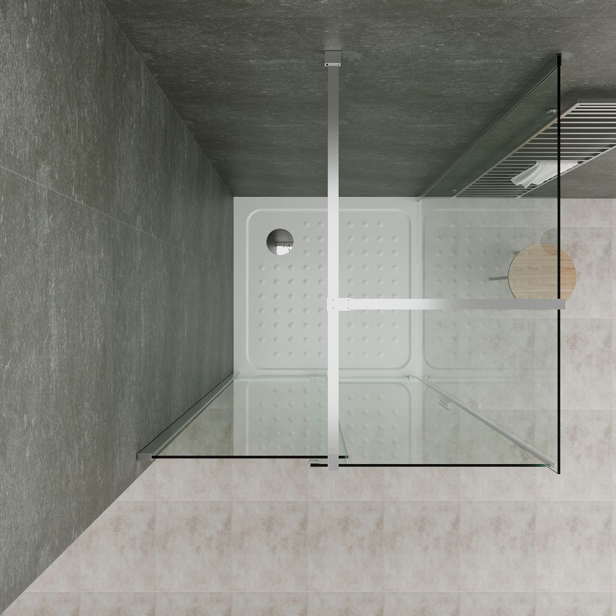 Fronteinstieg NADINE mit Schiebetür in Chrom aus 8mm ESG Klarglas Fronteinstieg NADINE mit Schiebetür in Chrom aus 8mm ESG Klarglas