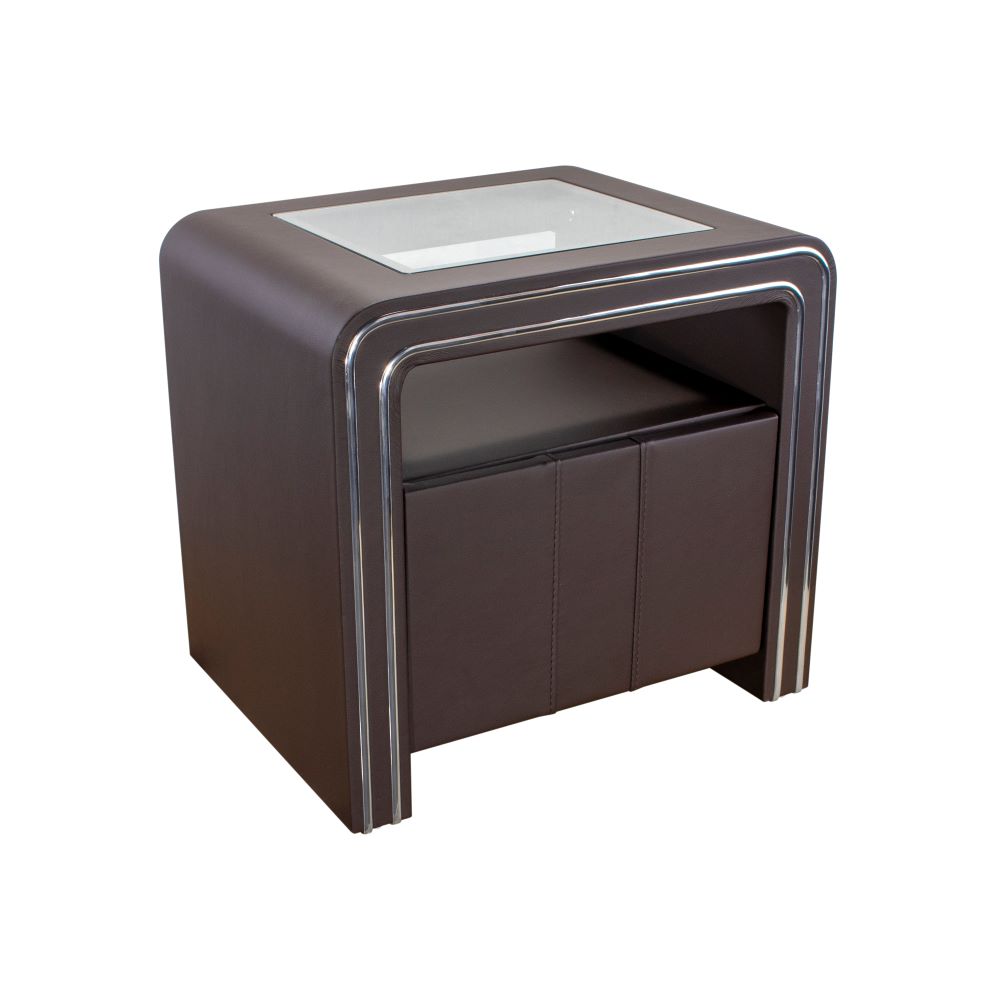 Nachttisch Kommode Nachtkonsole Braun aus hochwertigem Kunstleder - S85