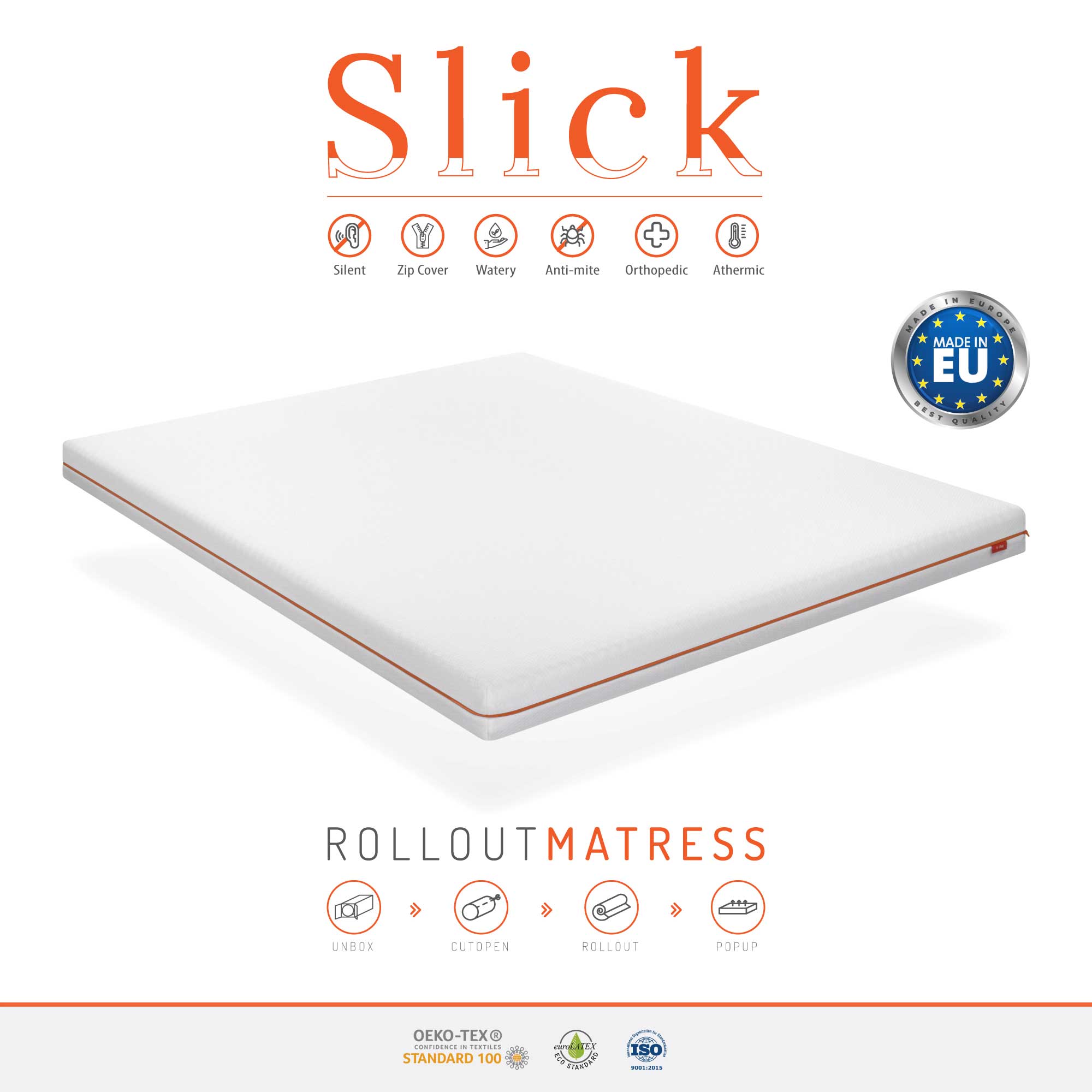 Matratze Slick aus PUR-Schaum 12cm mit abnehmbarem Bezug 160x200cm Matratze Slick aus PUR-Schaum 12cm mit abnehmbarem Bezug 140x200cm
