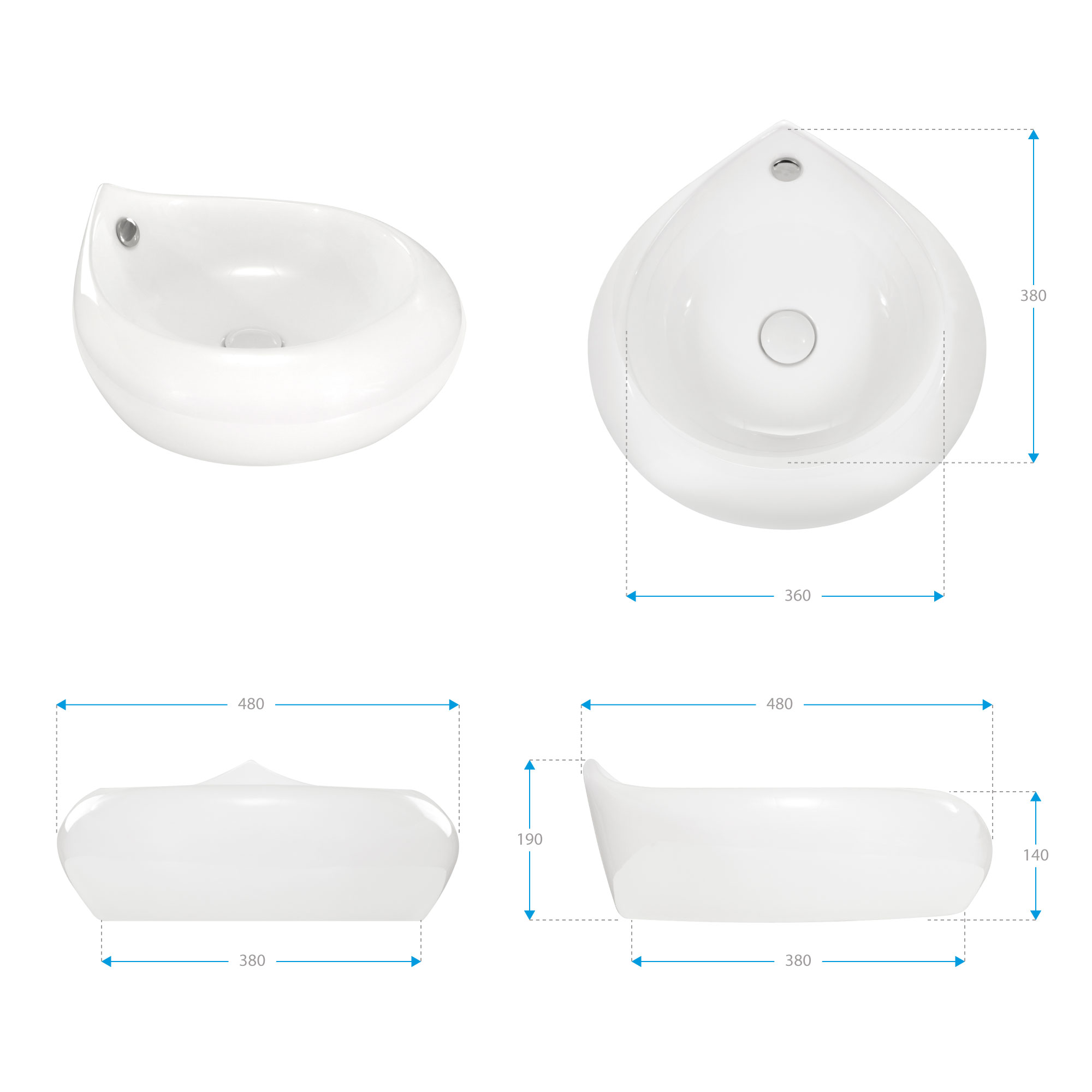 Design Keramik Waschbecken Reno in Weiß