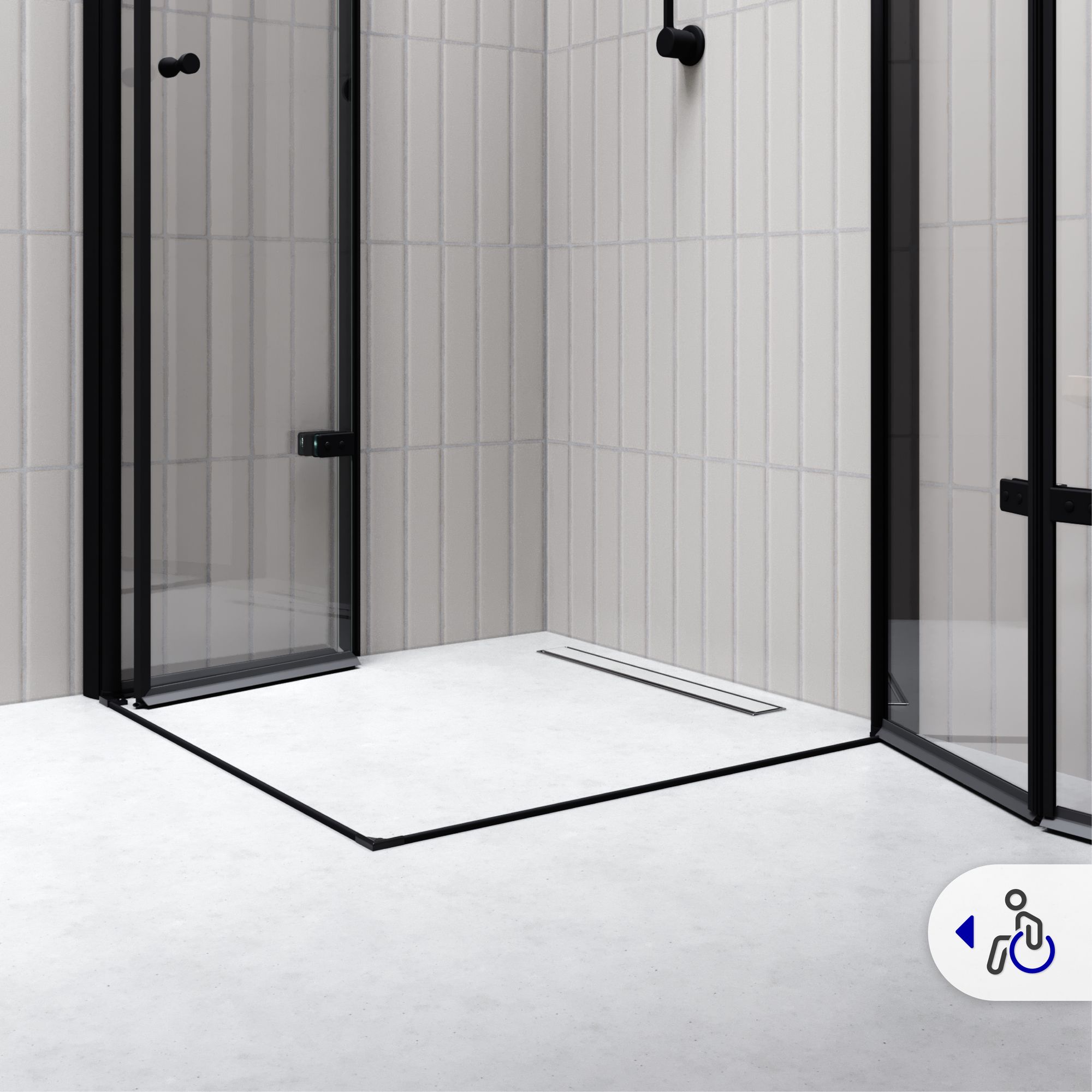 Eckeinstieg Emma BLACK mit Falttüren aus ESG Sicherheitsglas
