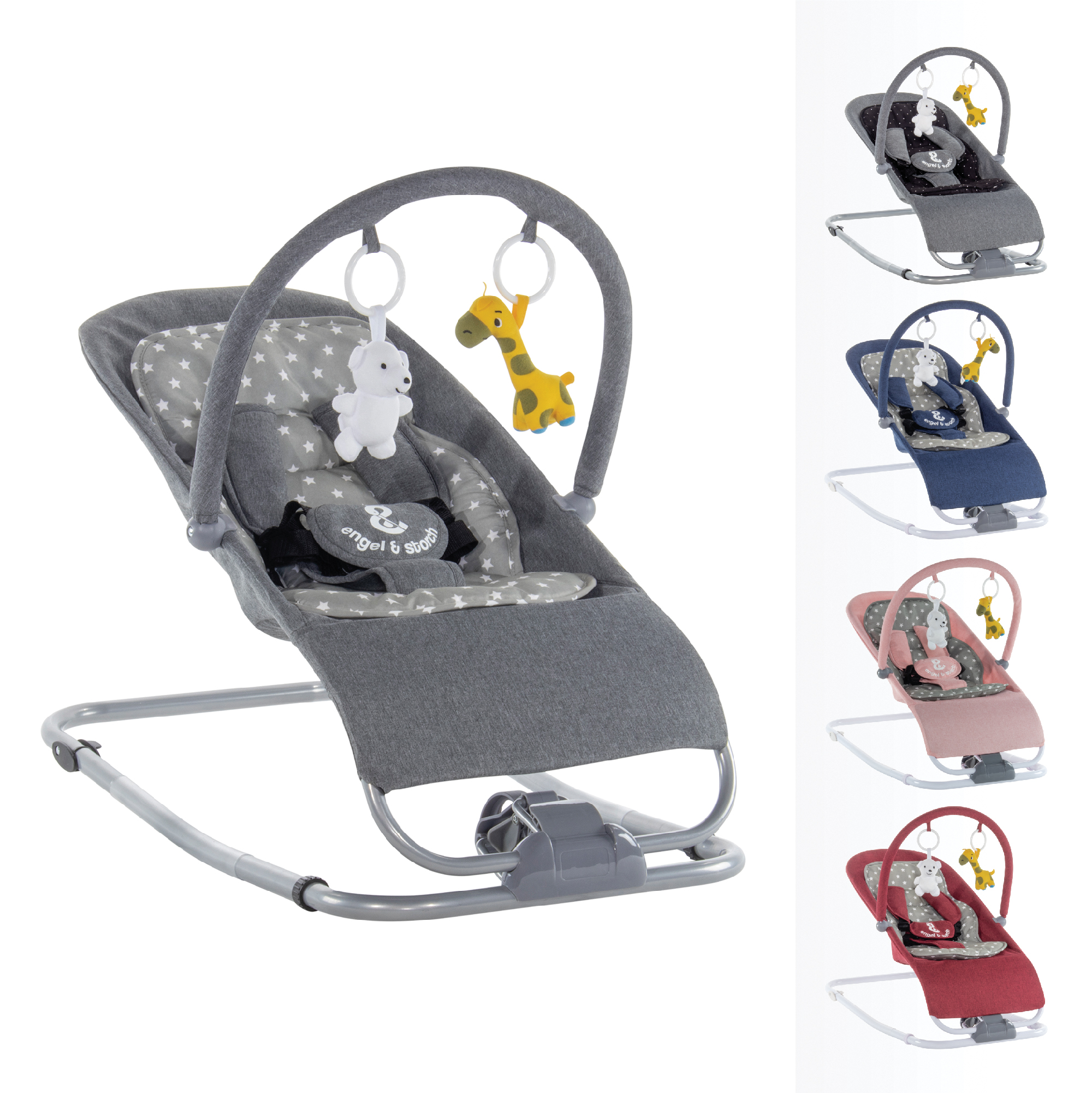 VIENO Baby bouncer with removable cover and play arch