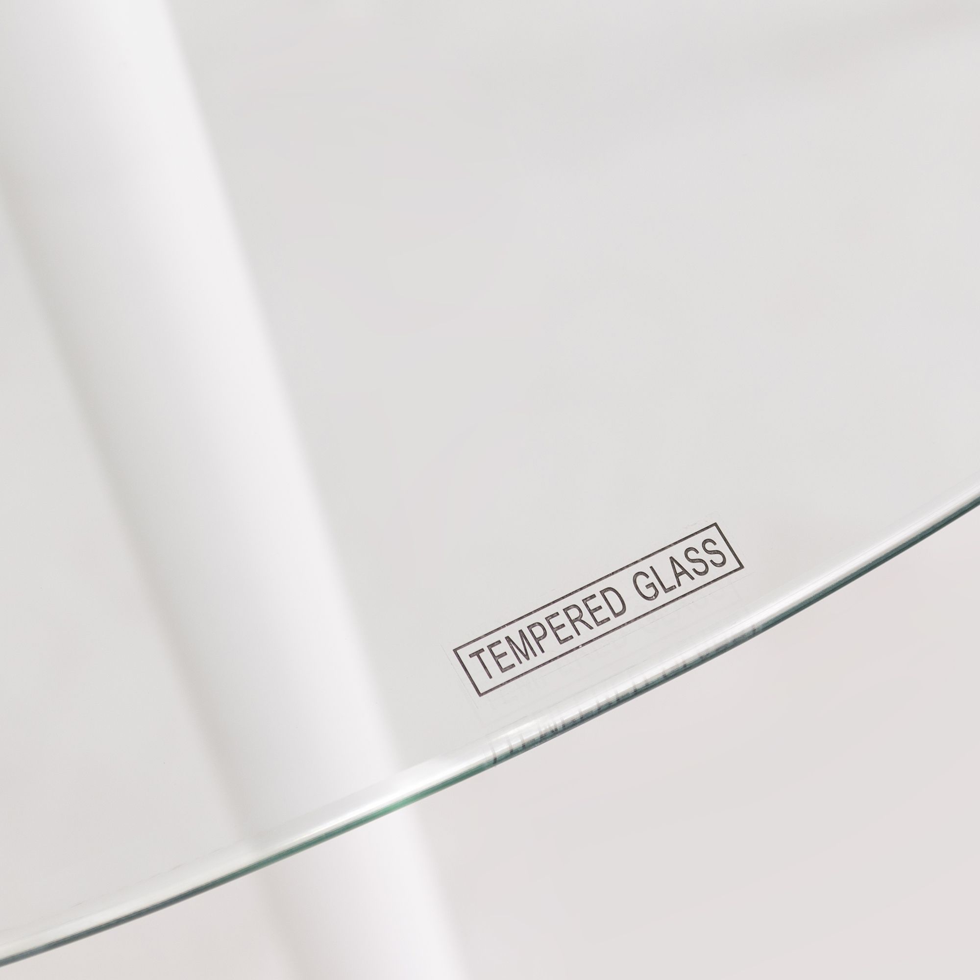 Esszimmer-Tisch CORIN | Tischplatte: Transparentes Glas | Beine: Weiß Esszimmer-Tisch CORIN | Tischplatte: Transparentes Glas | Beine: Weiß 80 cm