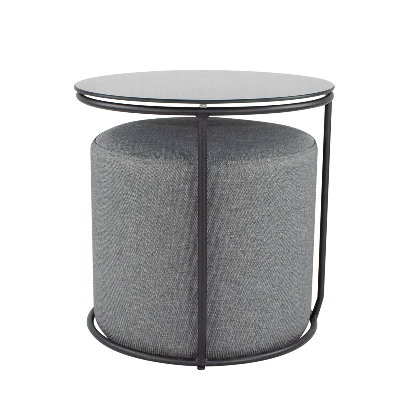 Beistelltisch mit Hocker JASPER runder Couchtisch 40x40 cm Schwarz-Grau N0 Beistelltisch mit Hocker JASPER runder Couchtisch 40x40 cm Schwarz-Grau N0