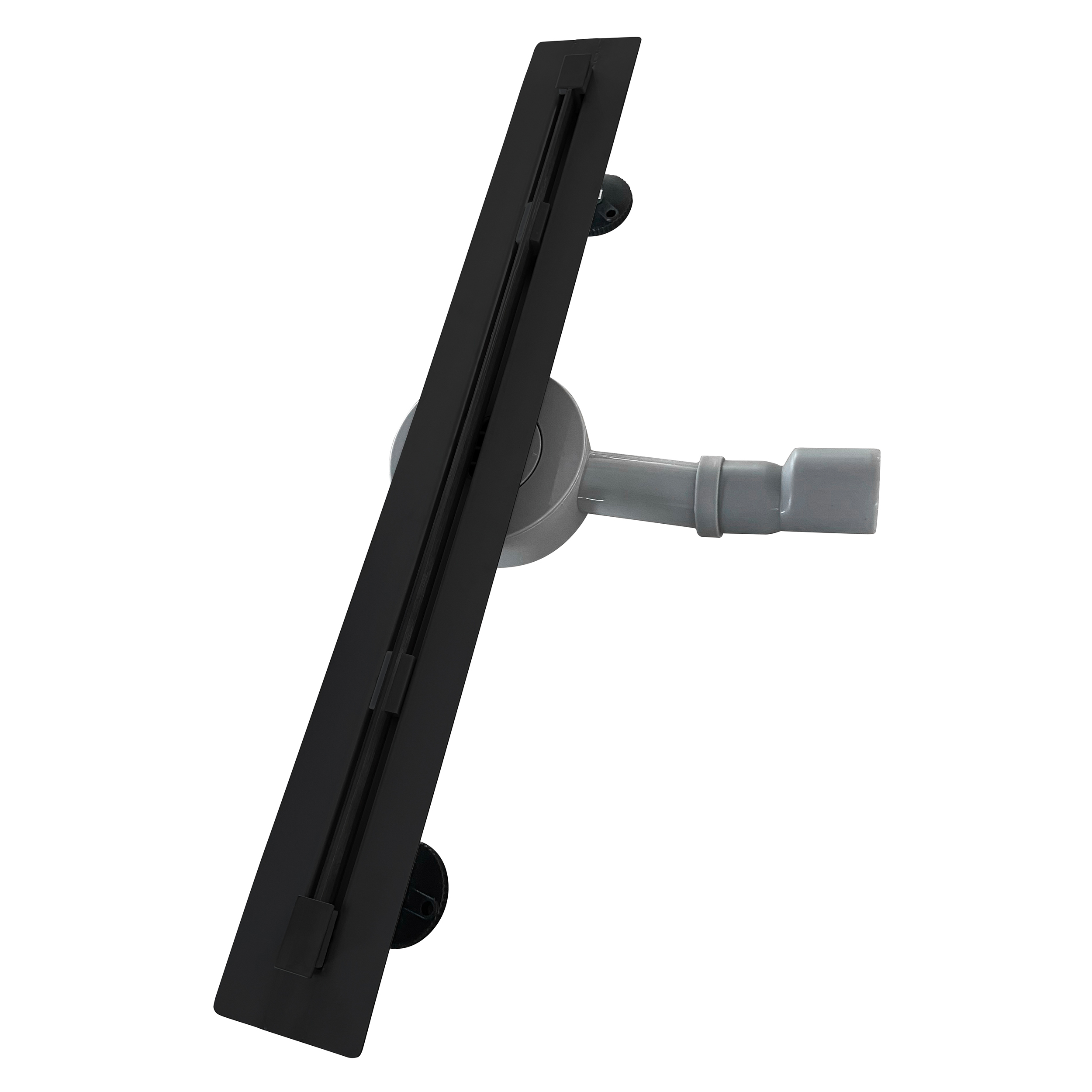 Duschrinne aus Edelstahl sehr flach - Siphon 360 Grad beweglich - Linear Schwarz B13 90 cm