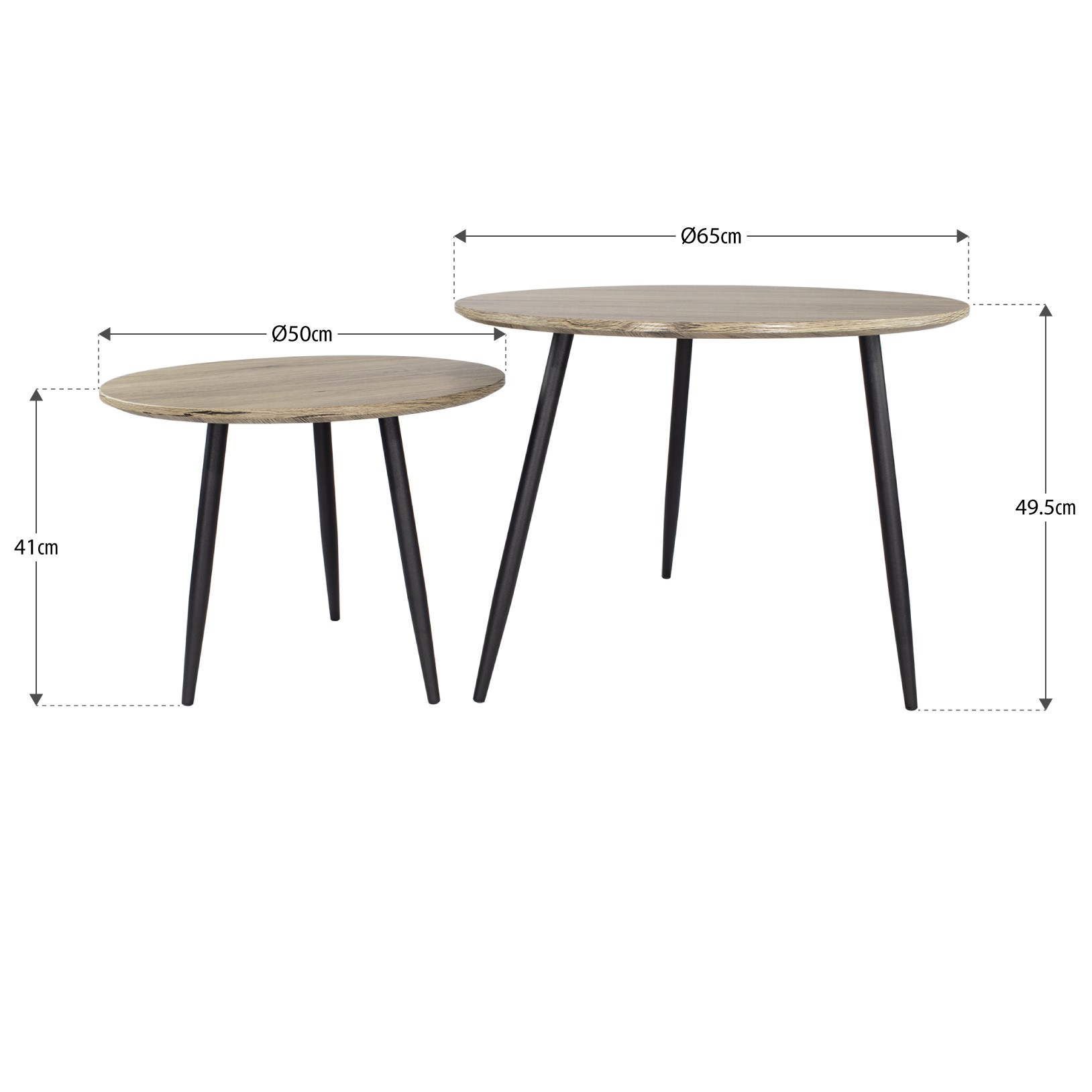 Couchtisch TRISTAN Beistelltisch rund aus Melamin/Metall 2er Set Couchtisch TRISTAN Beistelltisch rund aus Melamin/Metall 2er Set