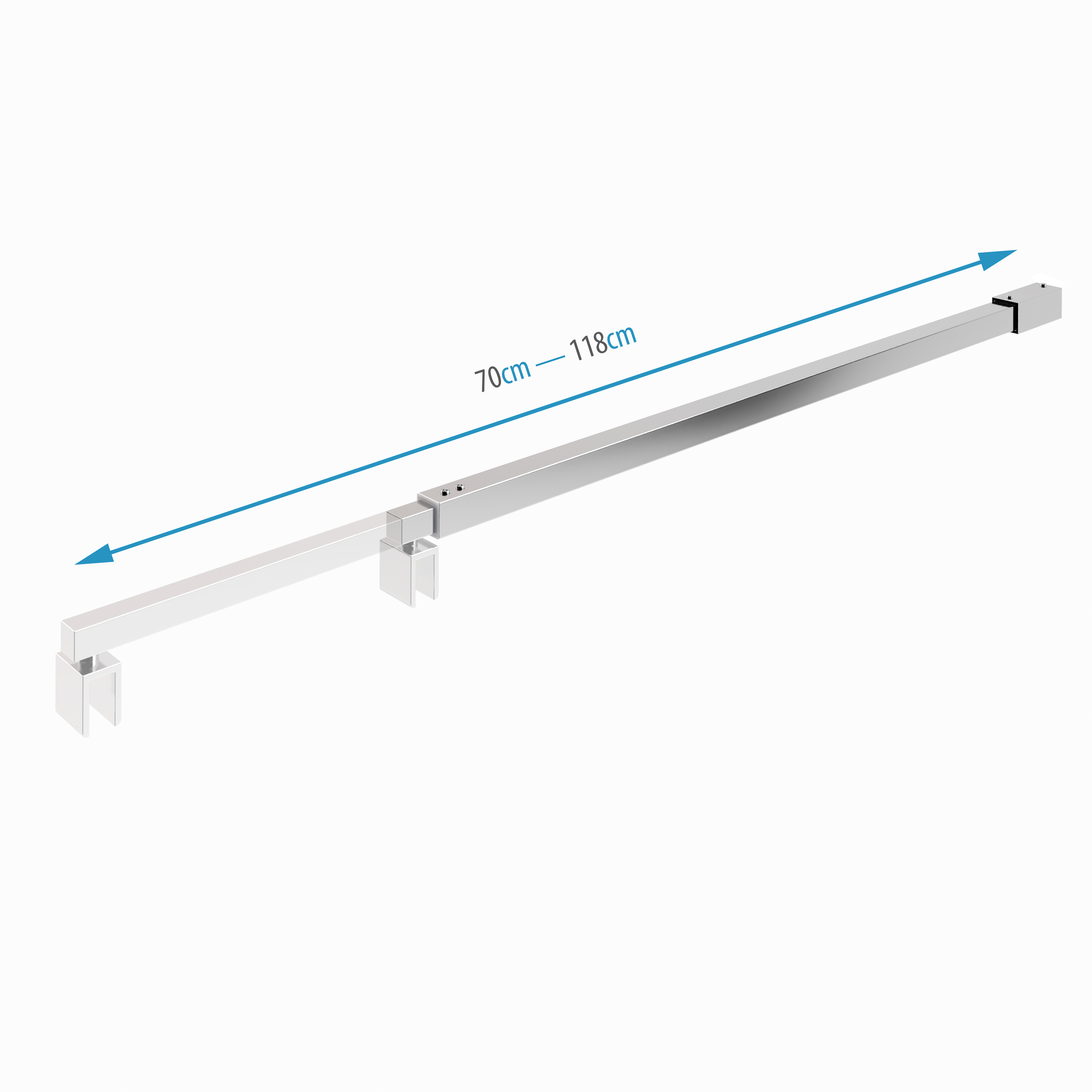 Haltestange für Walk In Duschwände mit Verstellbereich 70-118 cm