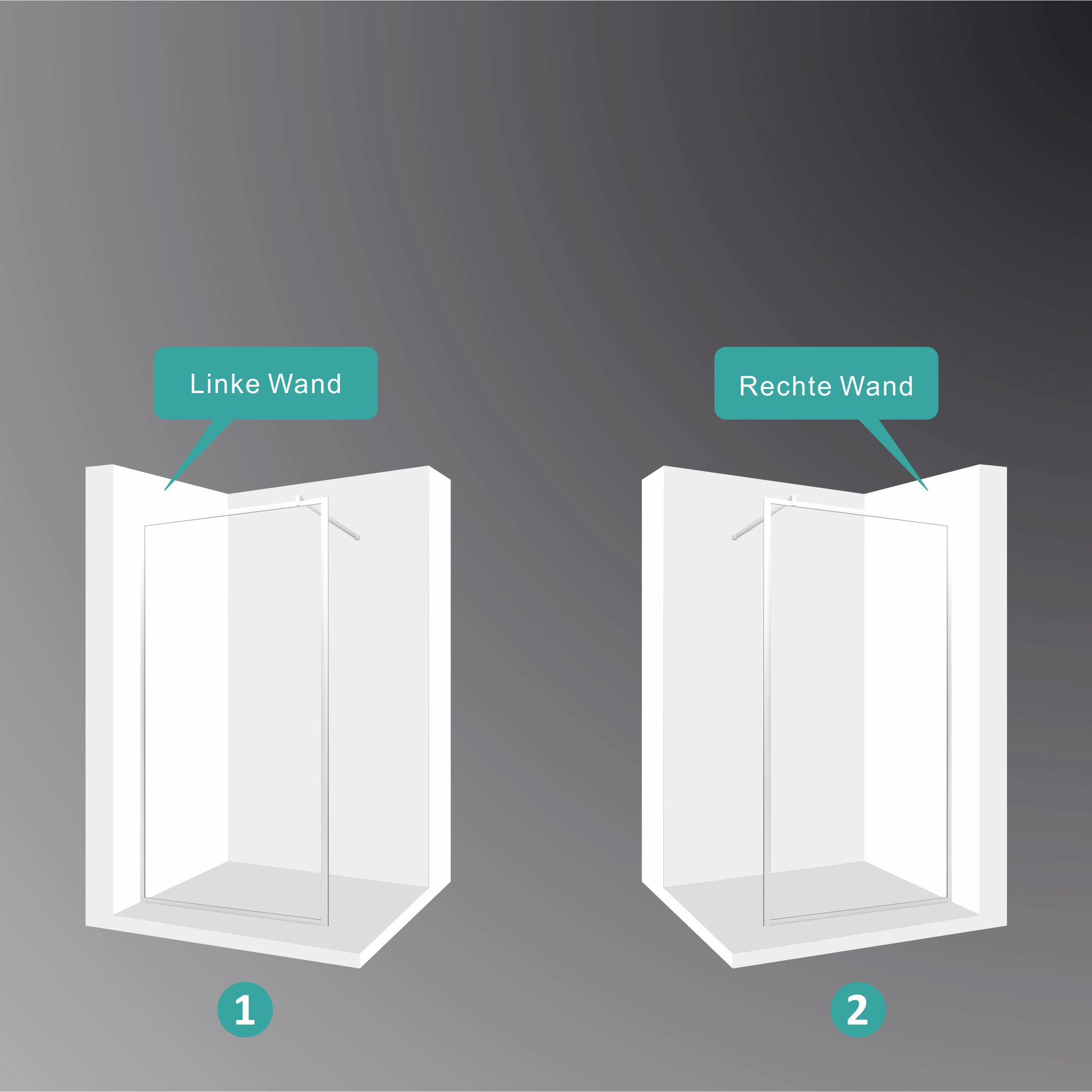 Walk In Dusche Gianna-R WHITE aus 8 mm starkem durchsichtigem ESG Sicherheitsglas