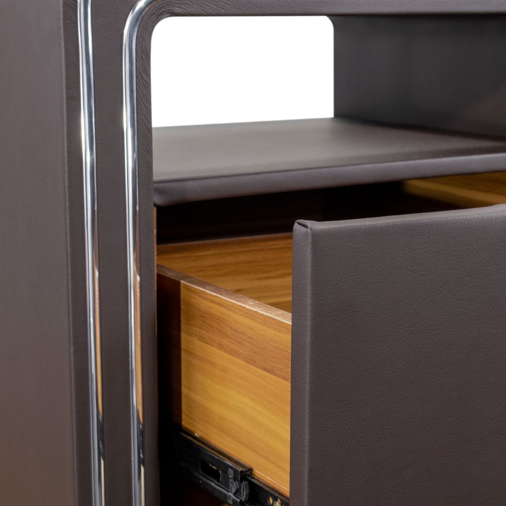 Nachttisch Kommode Nachtkonsole Braun aus hochwertigem Kunstleder - S85