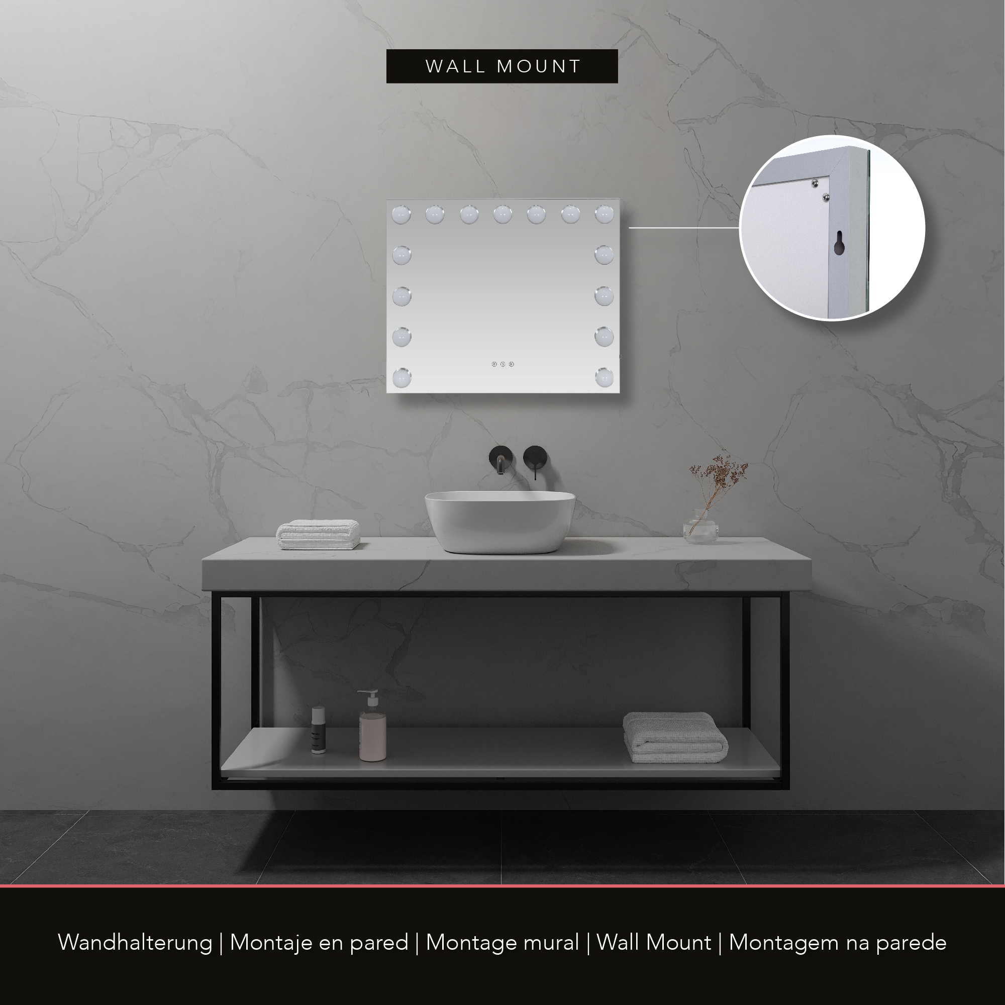 Schminkspiegel Bulb PROP mit 15 dimmbaren LED-Lampen Weiß Schminkspiegel Bulb PROP mit 15 dimmbaren LED-Lampen Weiß