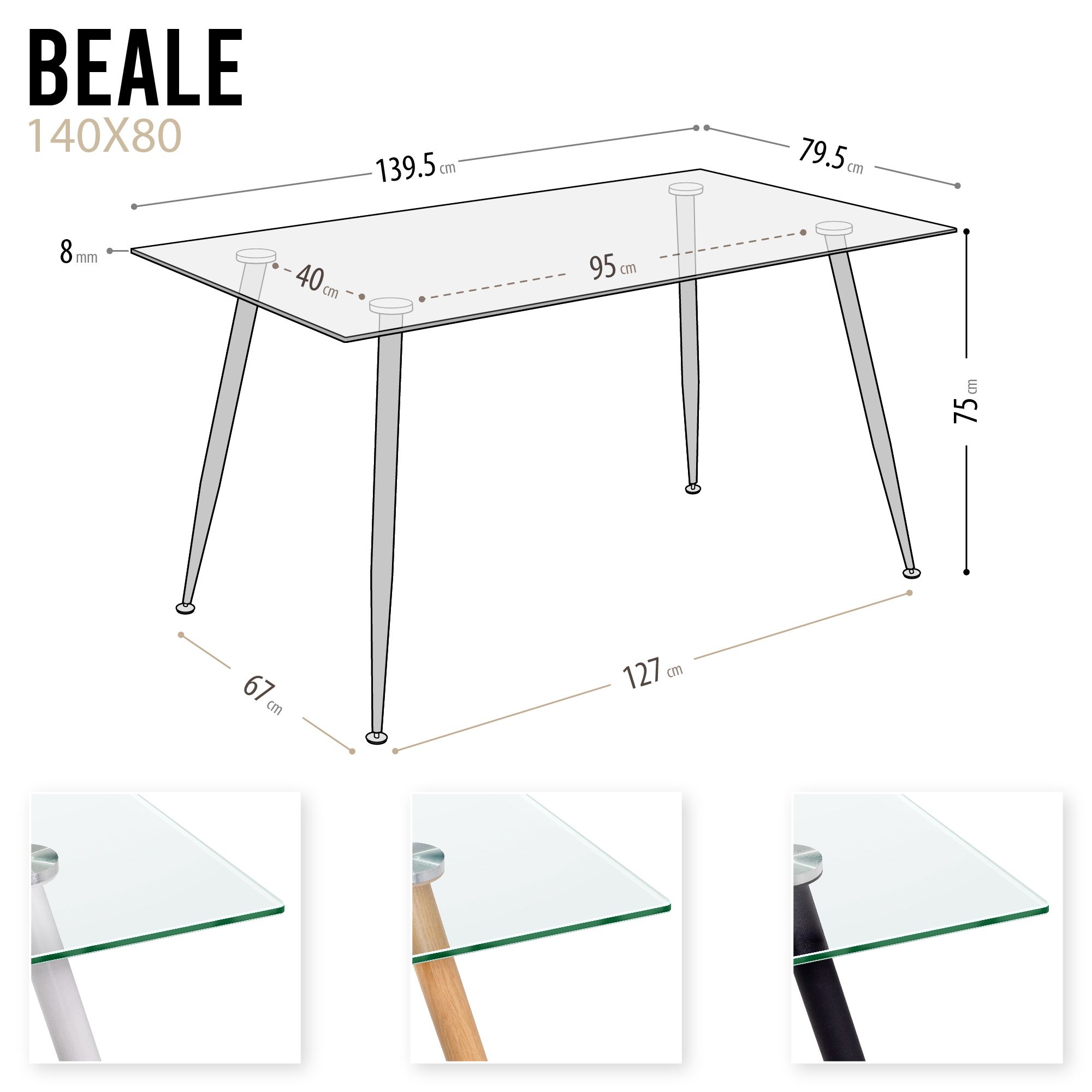 Esszimmer-Tisch BEALE | Tischplatte: Weißer Marmor | Beine: Holz 140 cm Esszimmer-Tisch BEALE | Tischplatte: Weißer Marmor | Beine: Holz 140 cm