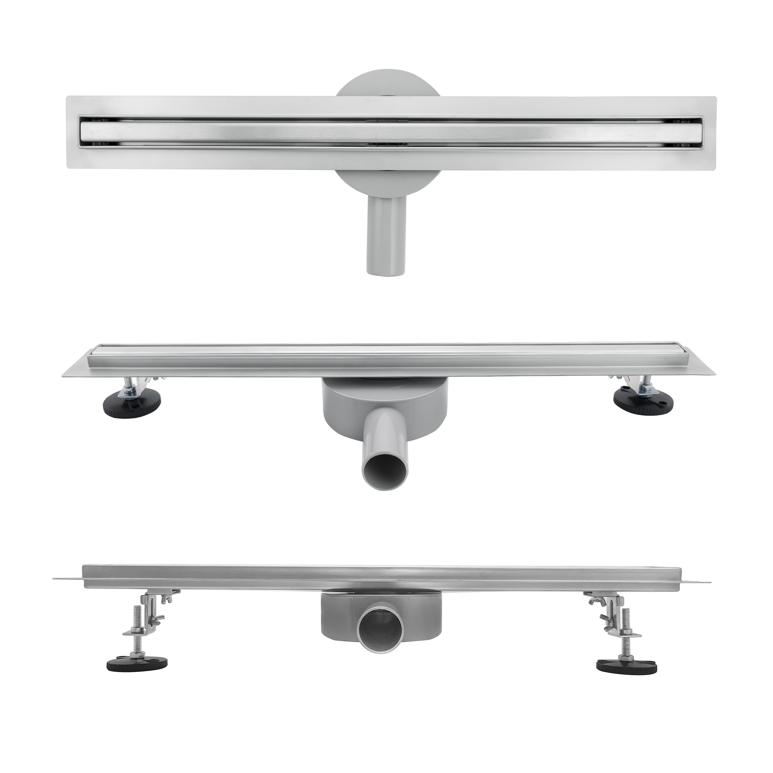 Duschrinne aus Edelstahl mit Randablauf für flache Installation B8