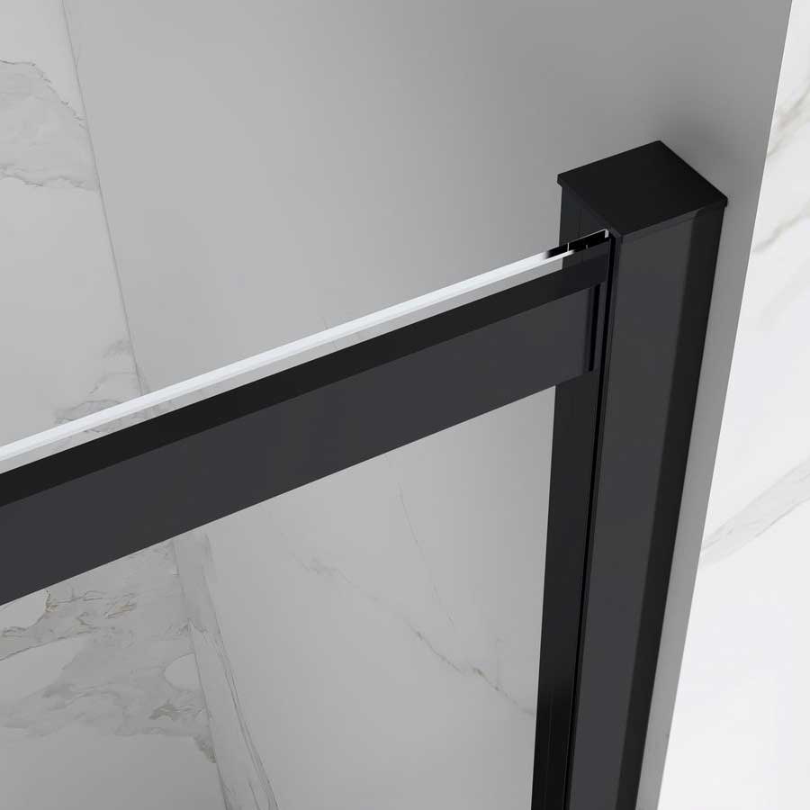 Duschtür Nischentür Kaylee BLACK mit Schiebetür aus 6mm ESG Klarglas 160x195 cm-195 cm