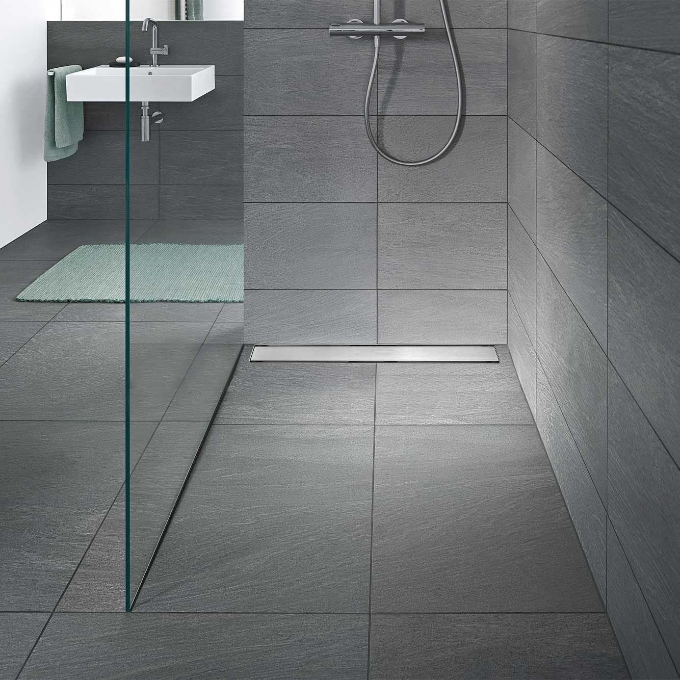 Duschrinne R1 aus Edelstahl für flache Installation Duschrinne R1 aus Edelstahl für flache Installation