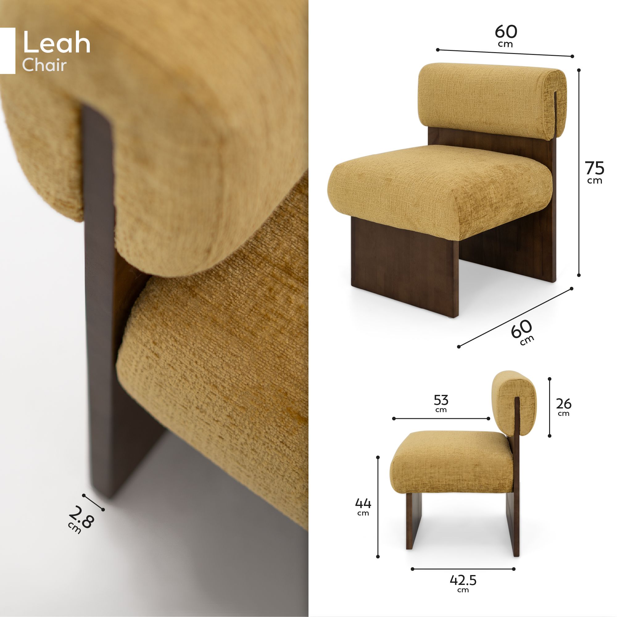 Skandinavischer Sessel Leah Senfgelb – Massivholz Birke, gemütlich & nachhaltig