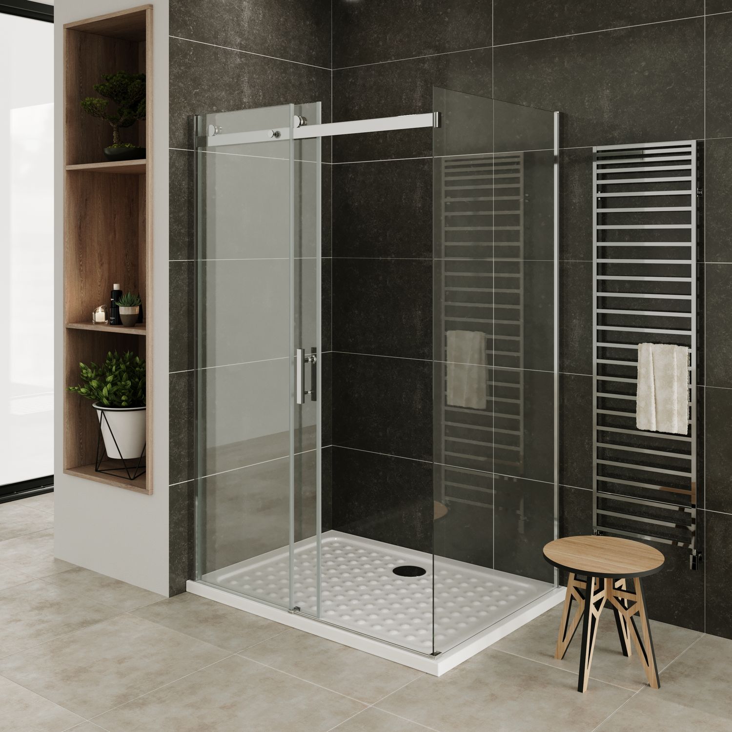 Fronteinstieg Viola mit Schiebetür aus 8 mm ESG Sicherheitsglas Fronteinstieg Viola mit Schiebetür aus 8 mm ESG Sicherheitsglas