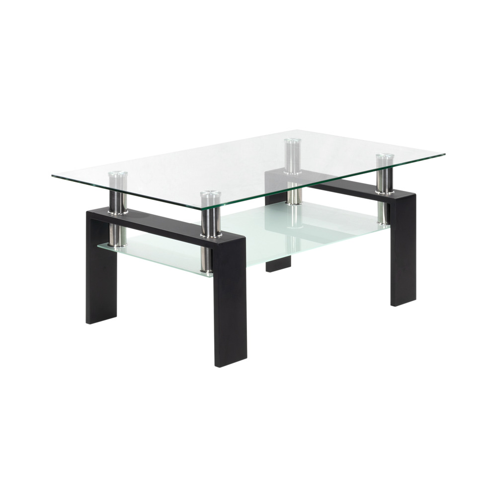 Couchtisch PORTER aus Glas/Metall mit schwarzem Holz Couchtisch PORTER aus Glas/Metall mit schwarzem Holz