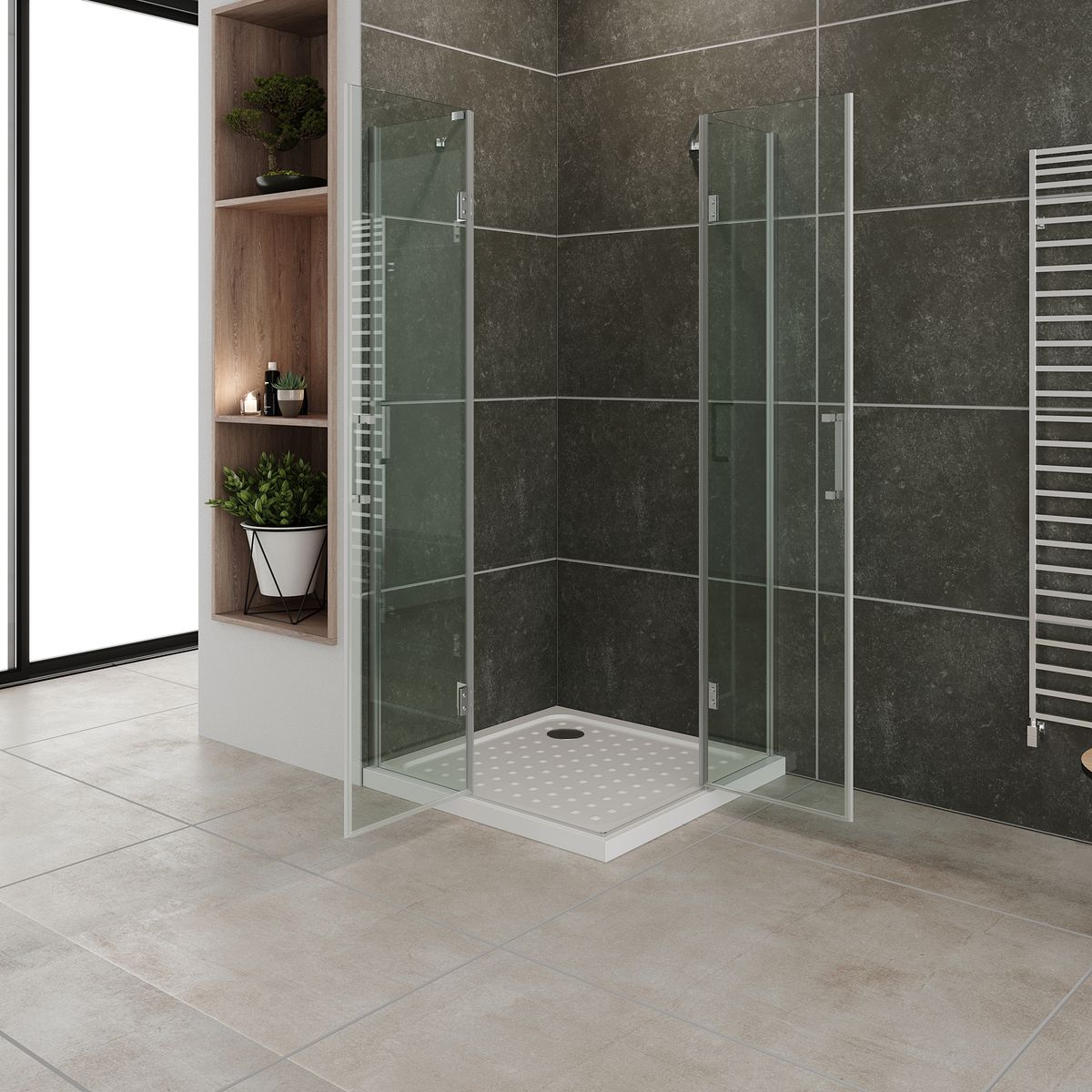 Eckeinstieg Celine mit Klapptüren aus ESG Sicherheitsglas