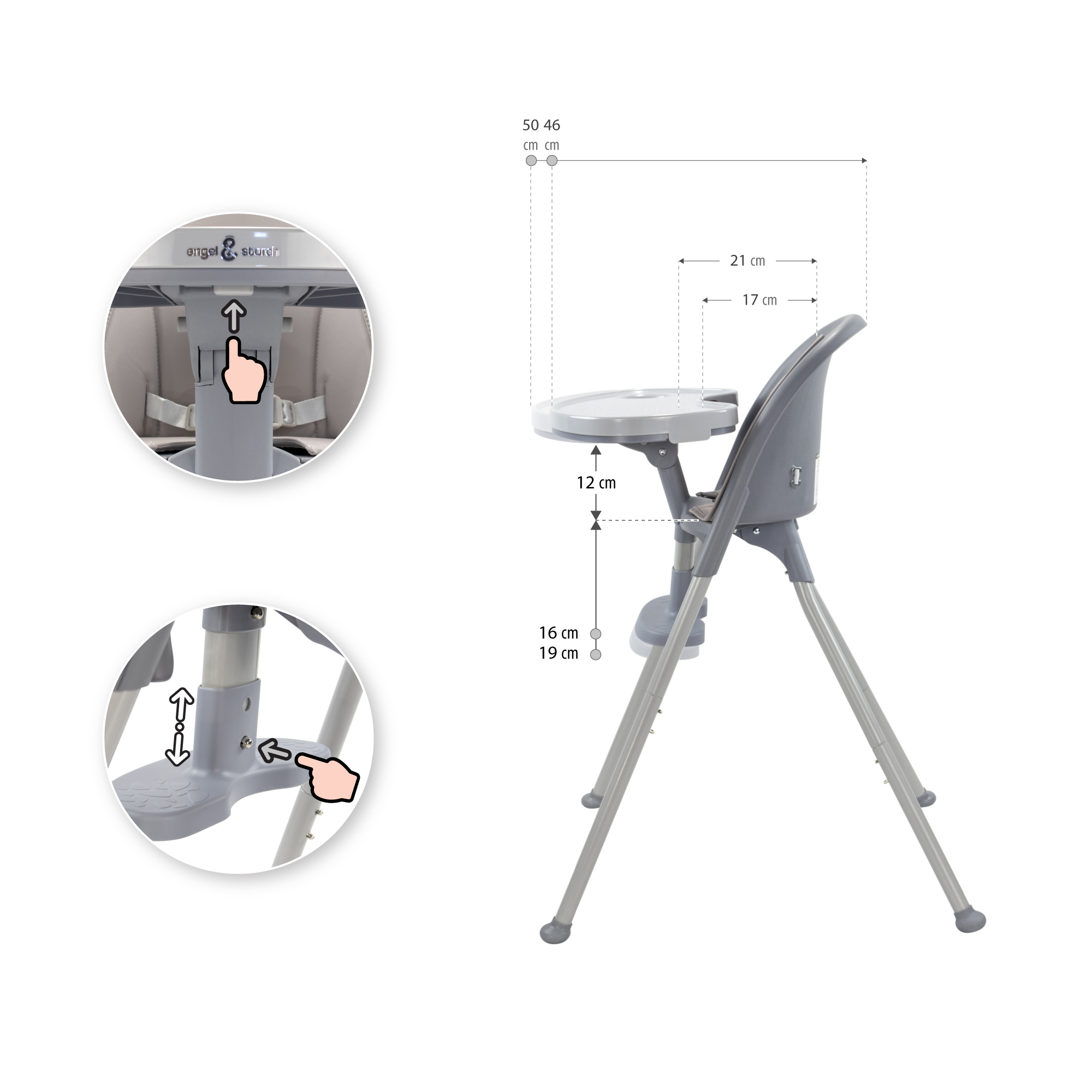 Kinderhochstuhl KARLO Babystuhl faltbar mit Esstablet Grau Kinderhochstuhl KARLO Babystuhl faltbar mit Esstablet Grau