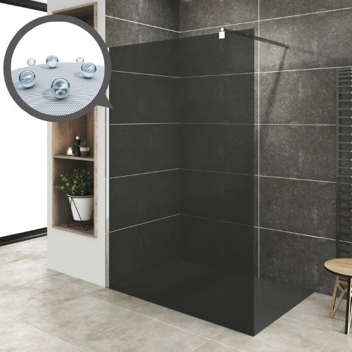 Walk In Dusche Fiona aus 10 mm getöntem Sicherheitsglas und Edelstahl