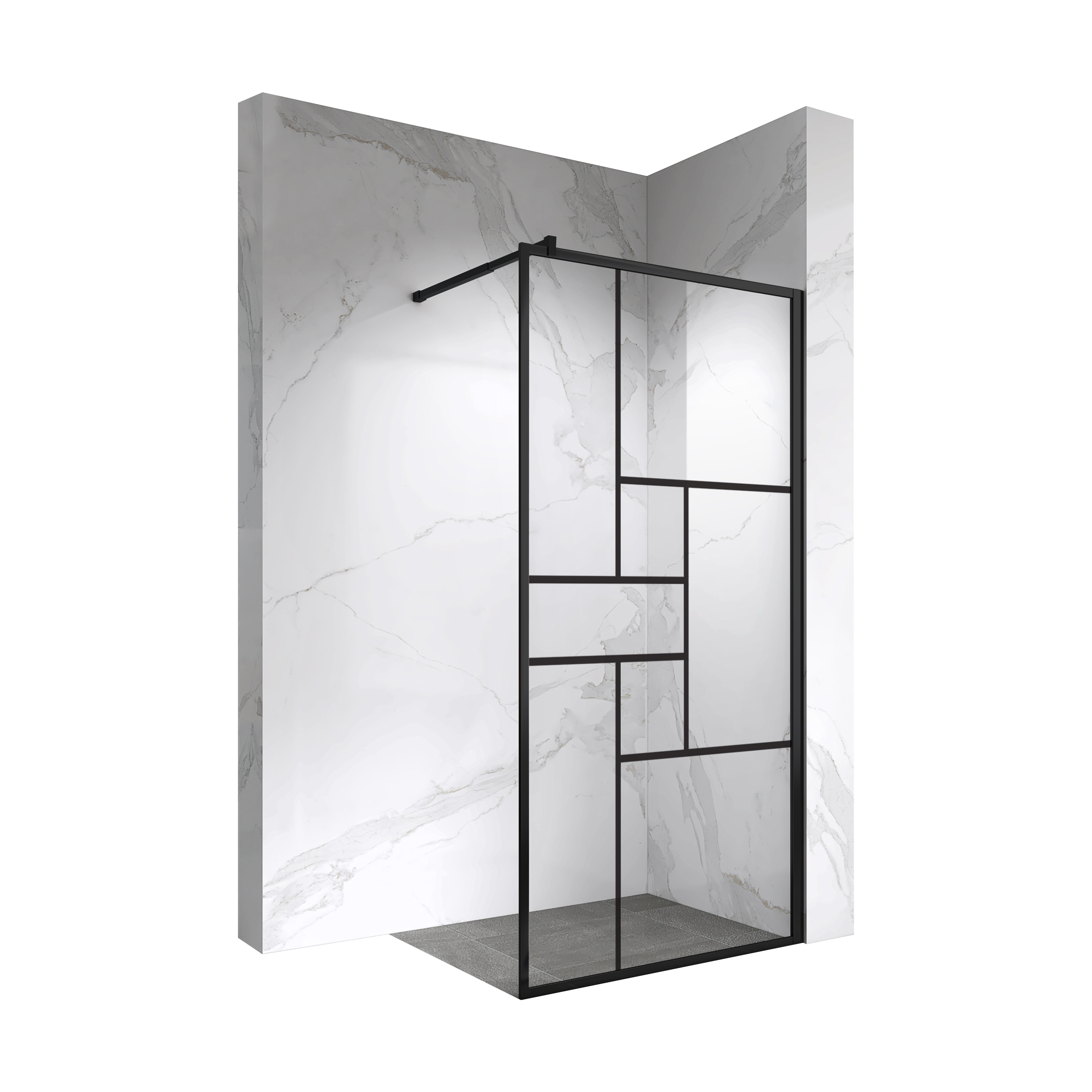 Walk In Dusche Gianna-R BLACK aus 8 mm starkem durchsichtigem ESG Sicherheitsglas Walk In Dusche Gianna-R BLACK aus 8 mm starkem durchsichtigem ESG Sicherheitsglas