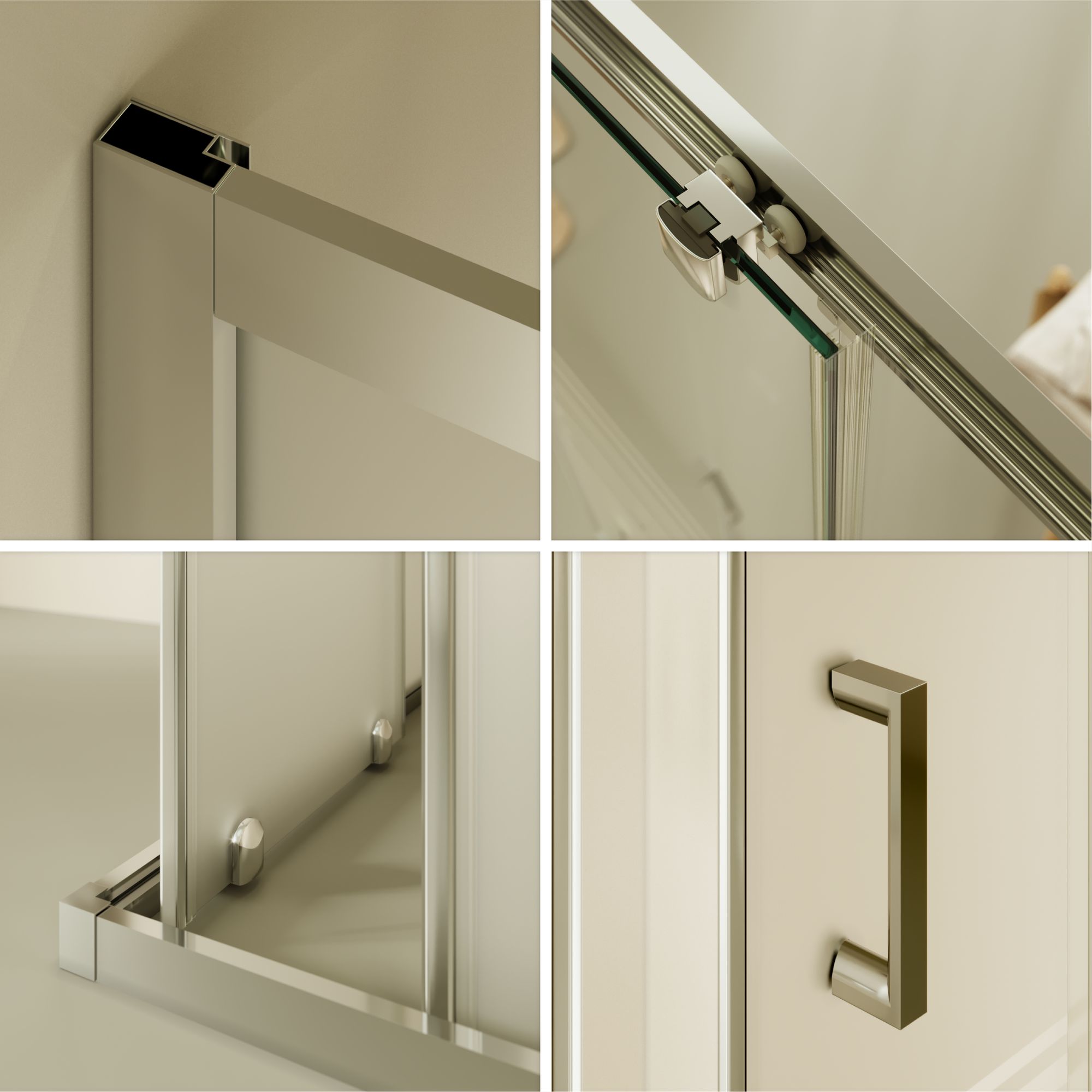 Eckeinstieg Diana mit Schiebetüren aus teilsatiniertem ESG Sicherheitsglas