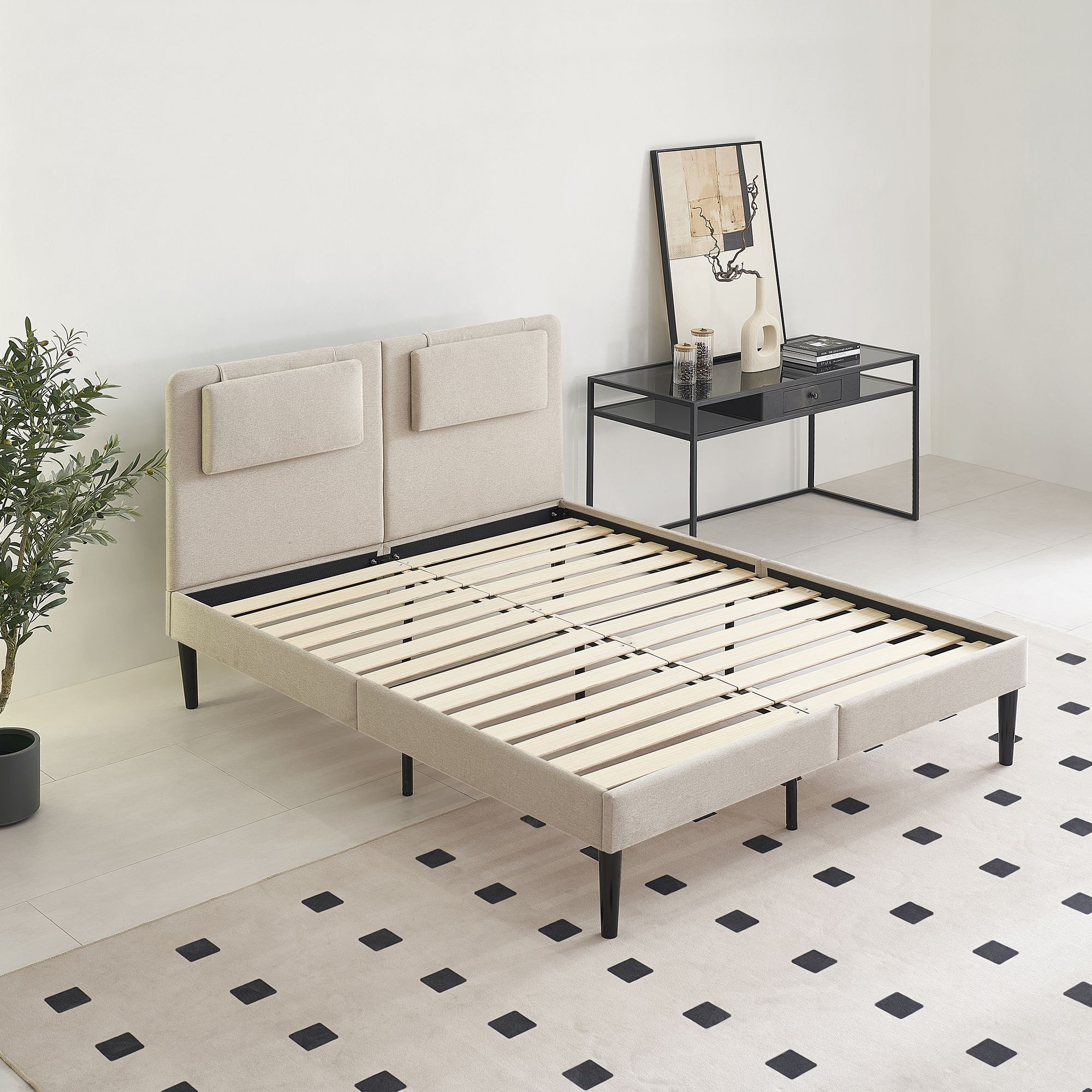 Design Polsterbettt Emily in Beige 180cm-200cm