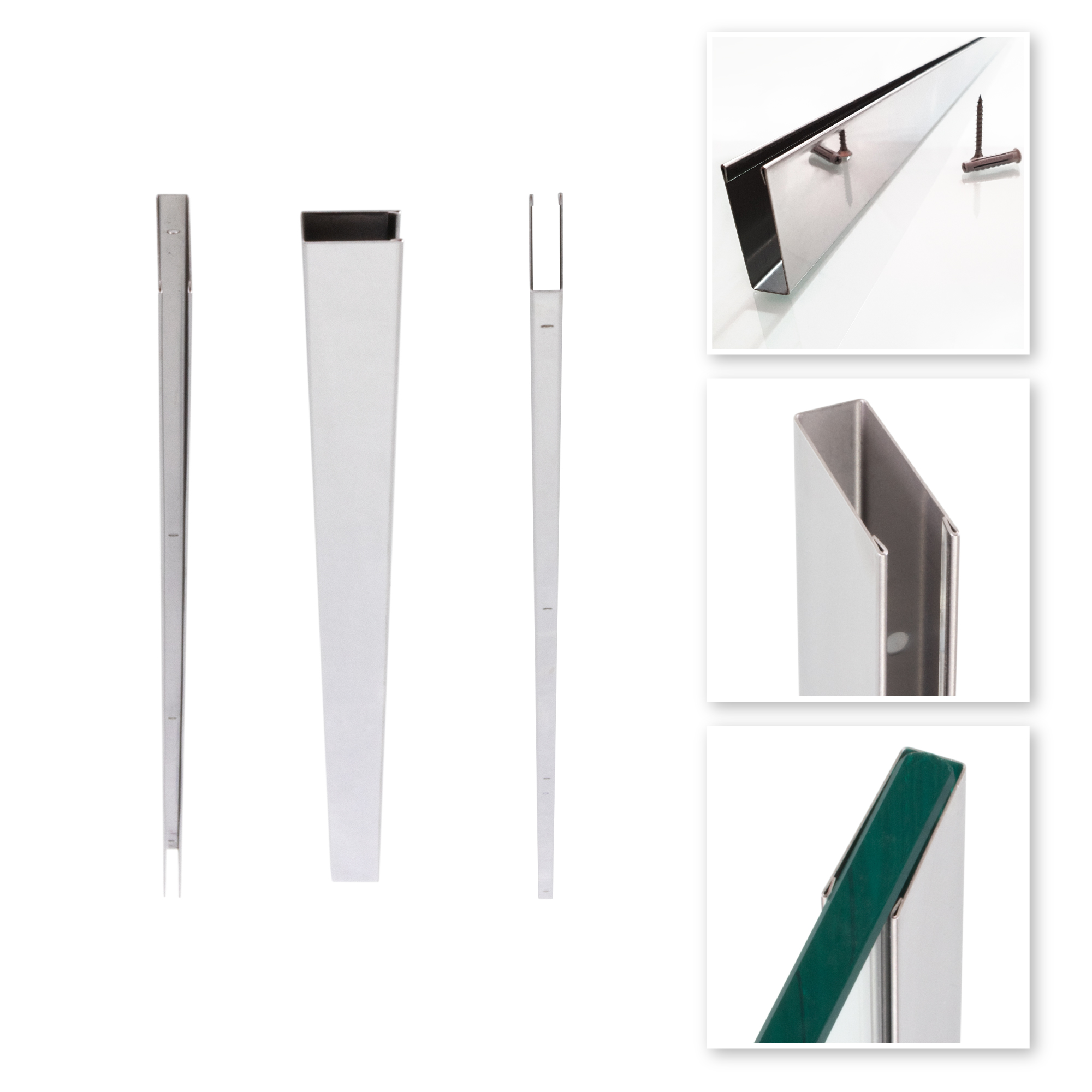 Premium Wandanschlussprofil Wandprofil aus V2A Edelstahl für 10 mm Duschabtrennungen ROSTFREIES U-Profil 200 cm Premium Wandanschlussprofil Wandprofil aus V2A Edelstahl für 10 mm Duschabtrennungen ROSTFREIES U-Profil 200 cm