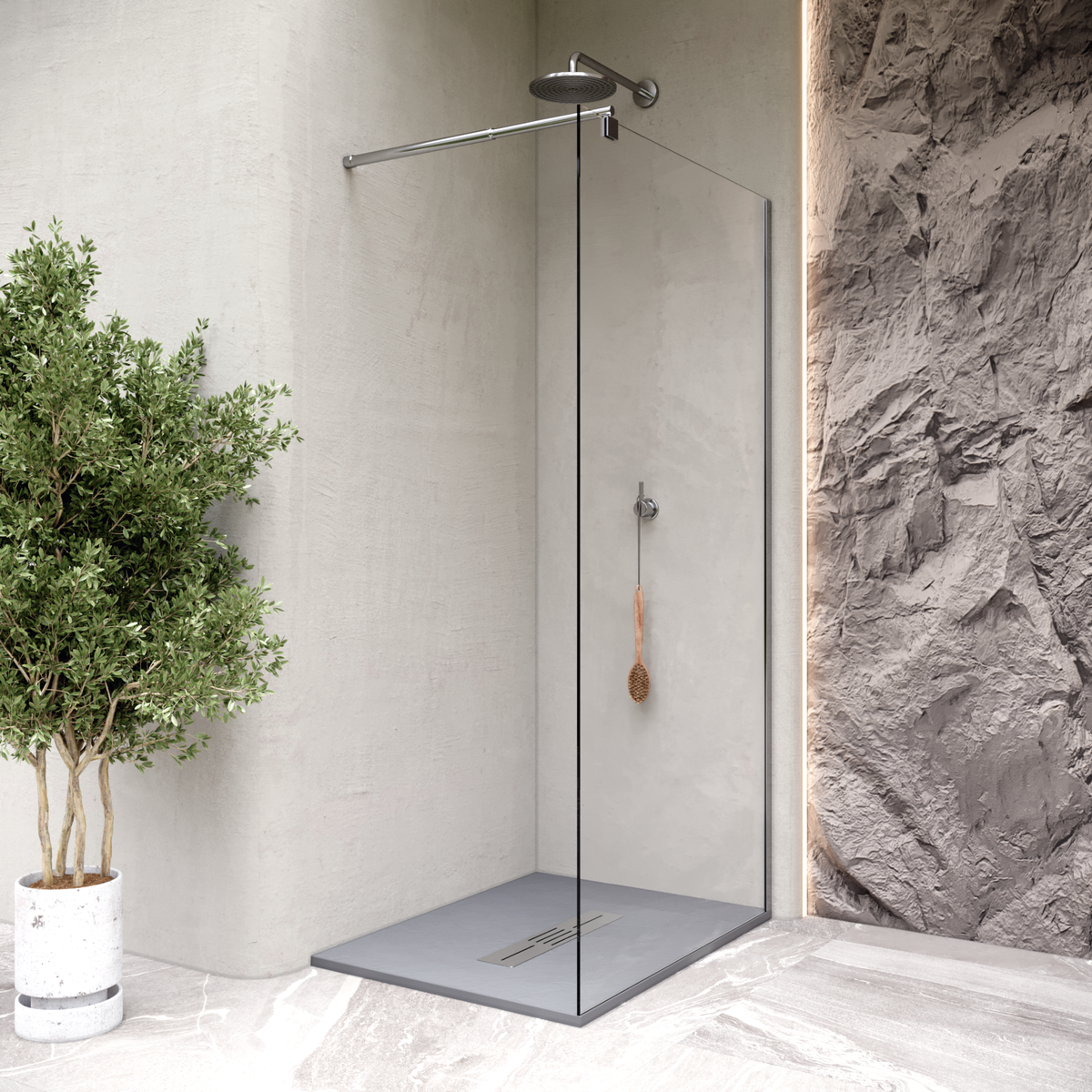 SMC Duschwanne Lumia in Schieferoptik inkl. Ablaufgarnitur Grau SMC Duschwanne Lumia in Schieferoptik inkl. Ablaufgarnitur Grau 90x180 cm