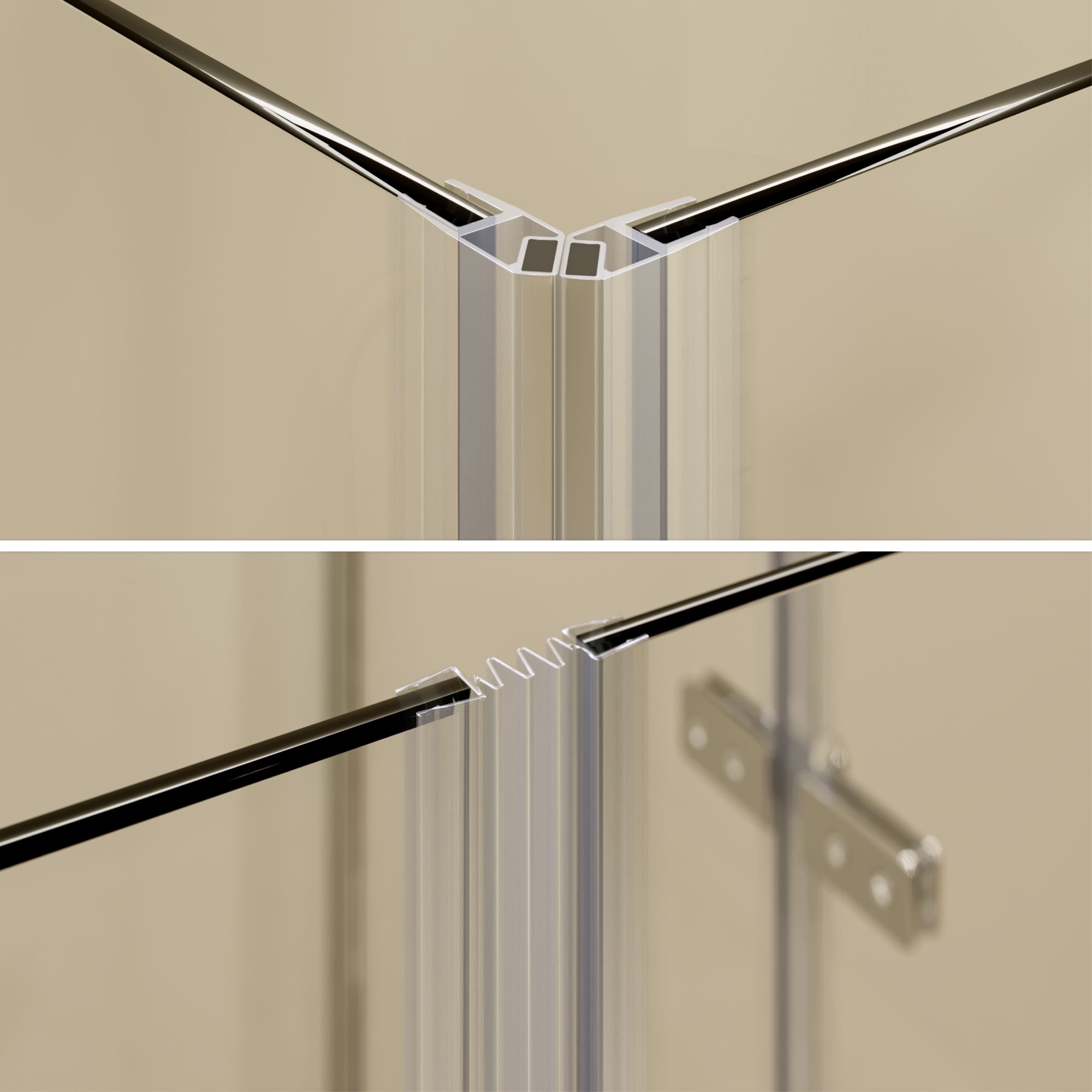 Eckeinstieg Alice mit Klapptüren aus ESG Sicherheitsglas Eckeinstieg Alice mit Klapptüren aus ESG Sicherheitsglas