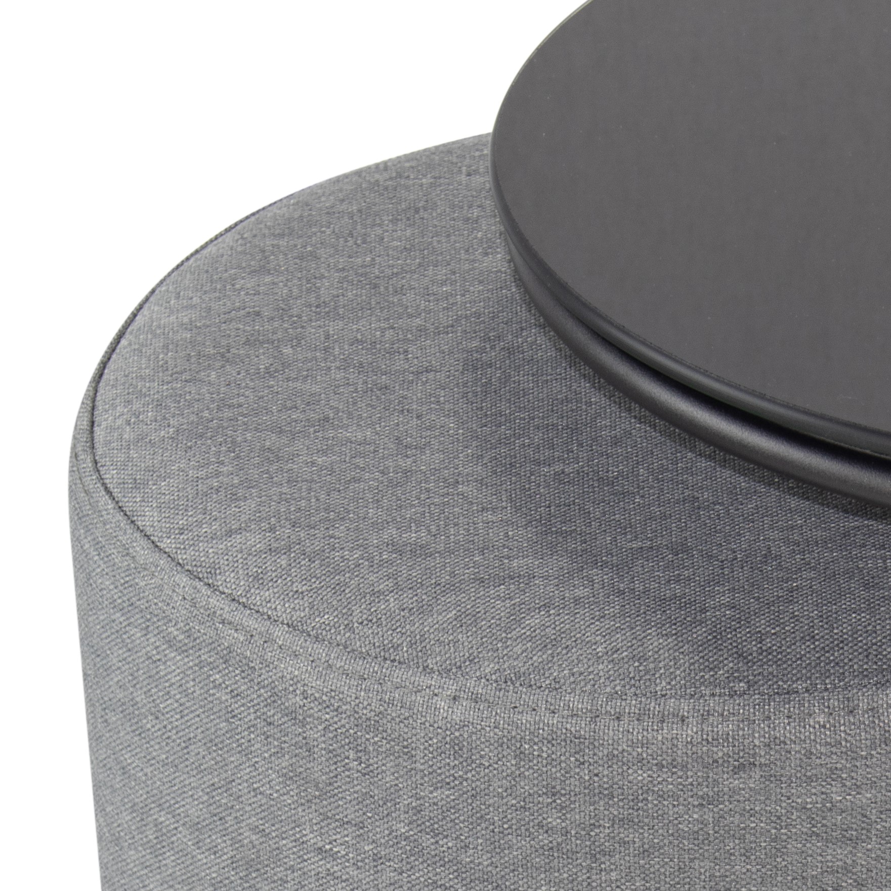 Beistelltisch mit Hocker JASPER runder Couchtisch 40x40 cm Schwarz-Grau N0