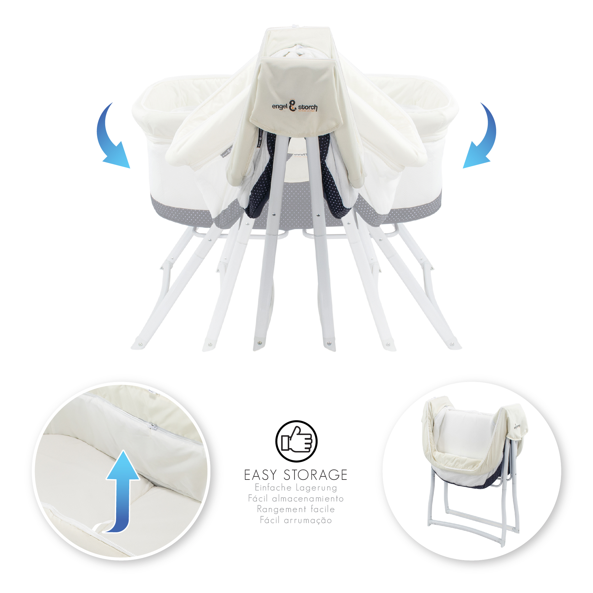 Reisebett BEBITO inkl. Moskitohaube und Tragetasche Dunkelblau