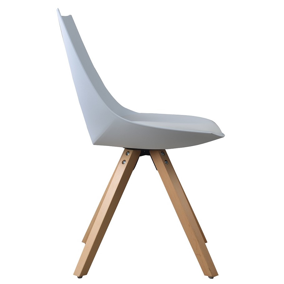 Esszimmerstuhl Gusto Weiß Küchenstuhl aus Holz mit Sitzschale + Sitzkissen aus Kunstleder 8 Stück