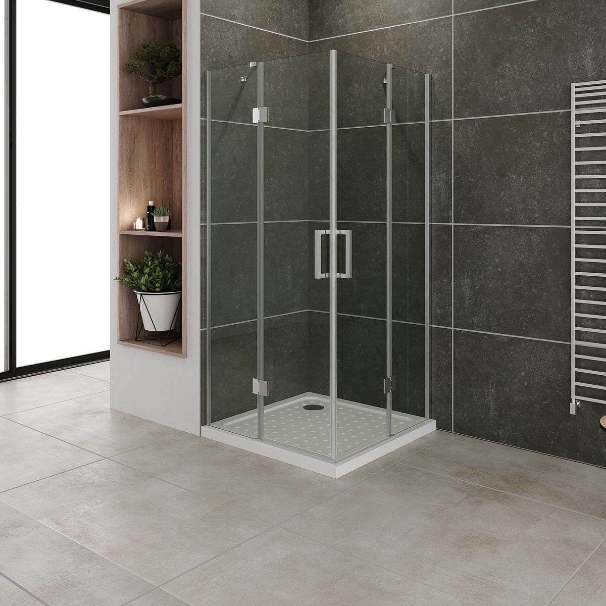 Eckeinstieg Celine mit Klapptüren aus ESG Sicherheitsglas