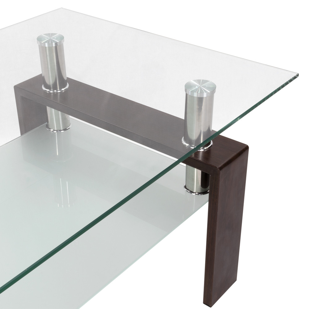 Couchtisch PORTER aus Glas/Metall mit Holz in Walnussfarbe Couchtisch PORTER aus Glas/Metall mit Holz in Walnussfarbe