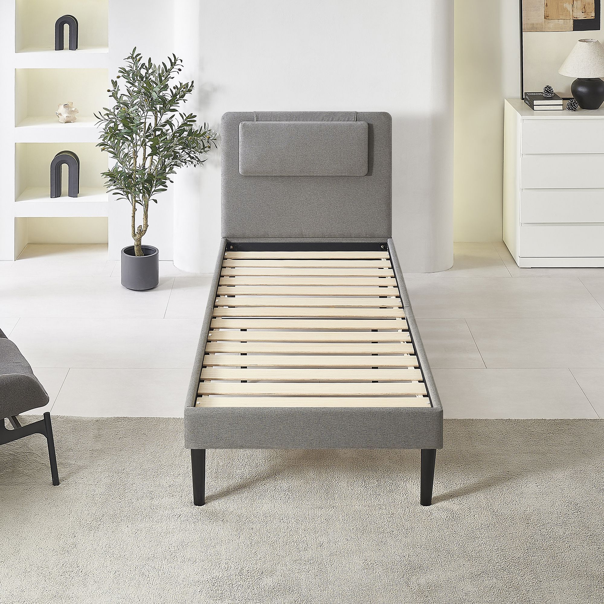 Design Polsterbettt Emily in Grau Design Polsterbettt Emily in Beige 90cm-200cm