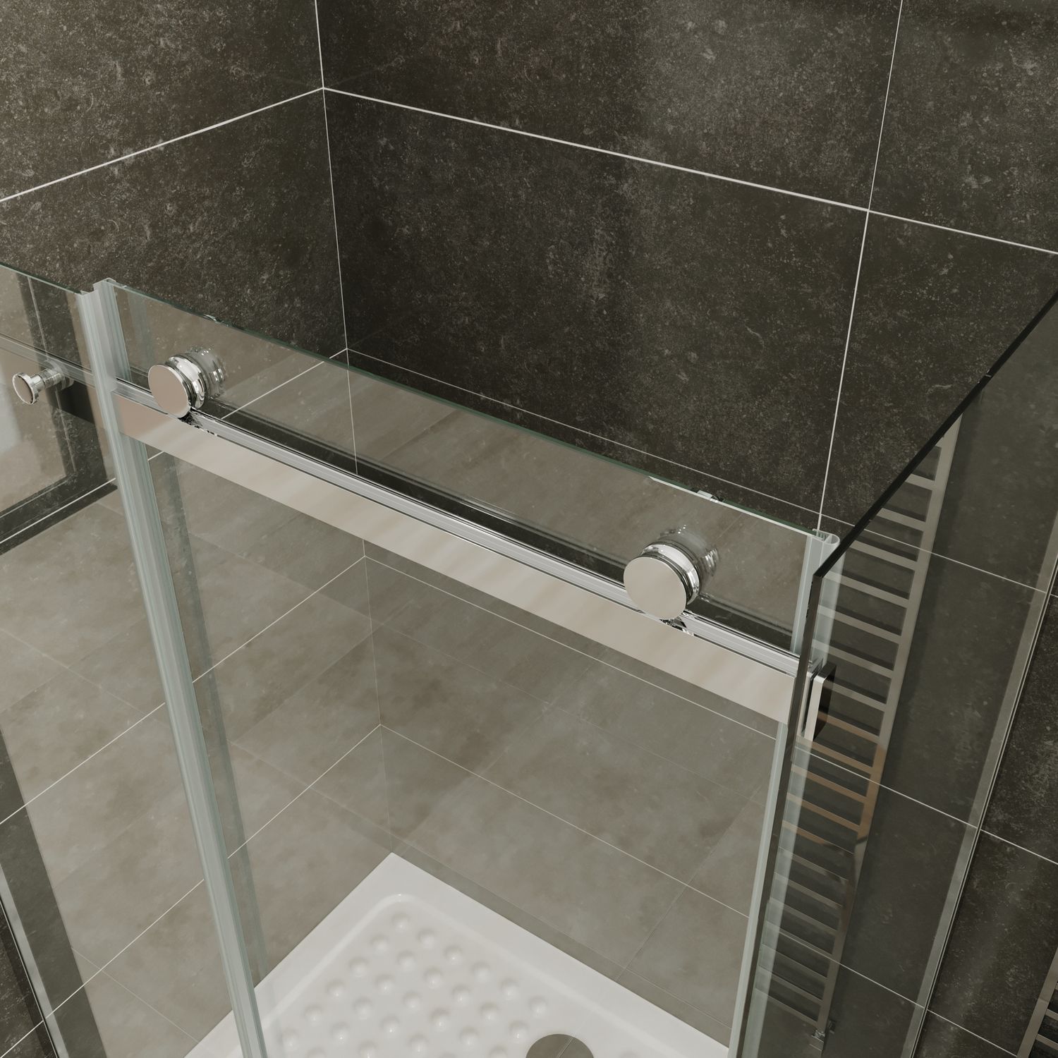 Fronteinstieg Viola mit Schiebetür aus 8 mm ESG Sicherheitsglas Fronteinstieg Viola mit Schiebetür aus 8 mm ESG Sicherheitsglas